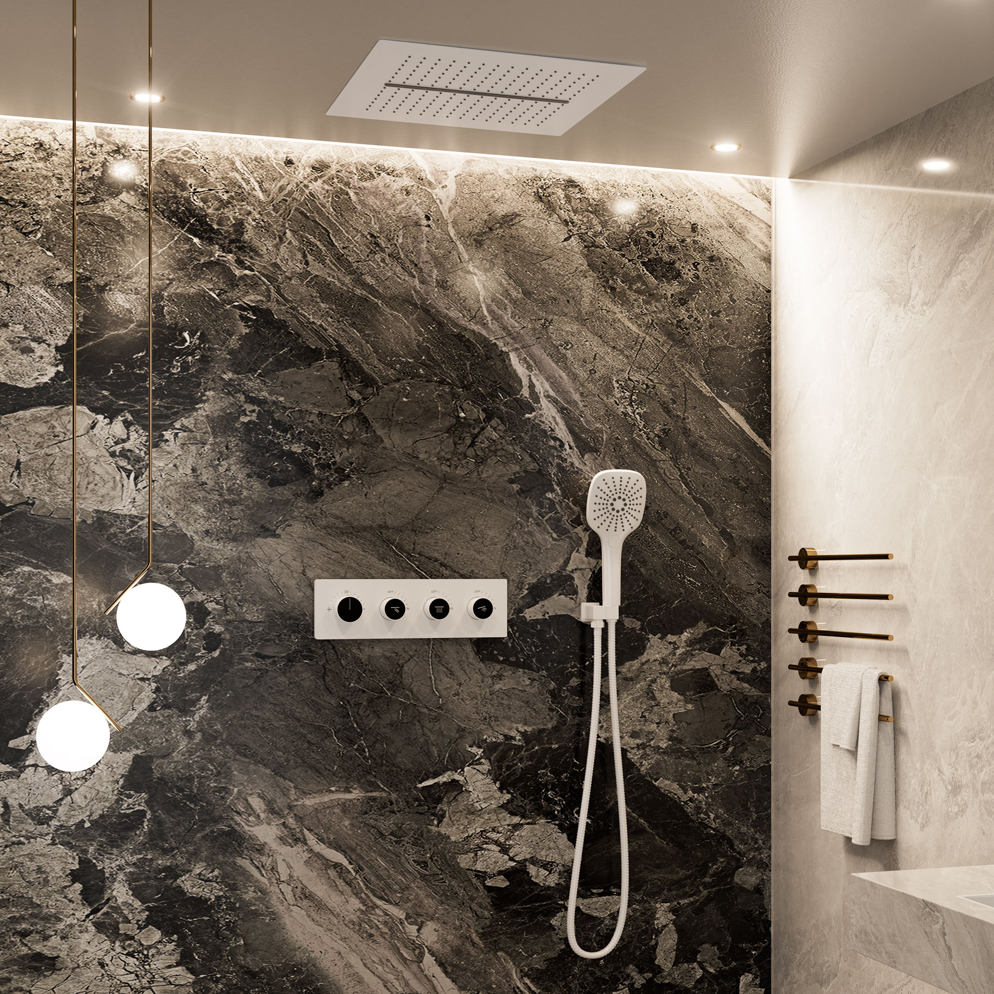 16'' Concealed Multi-Function Shower System 3-Spray Modes Showerhead