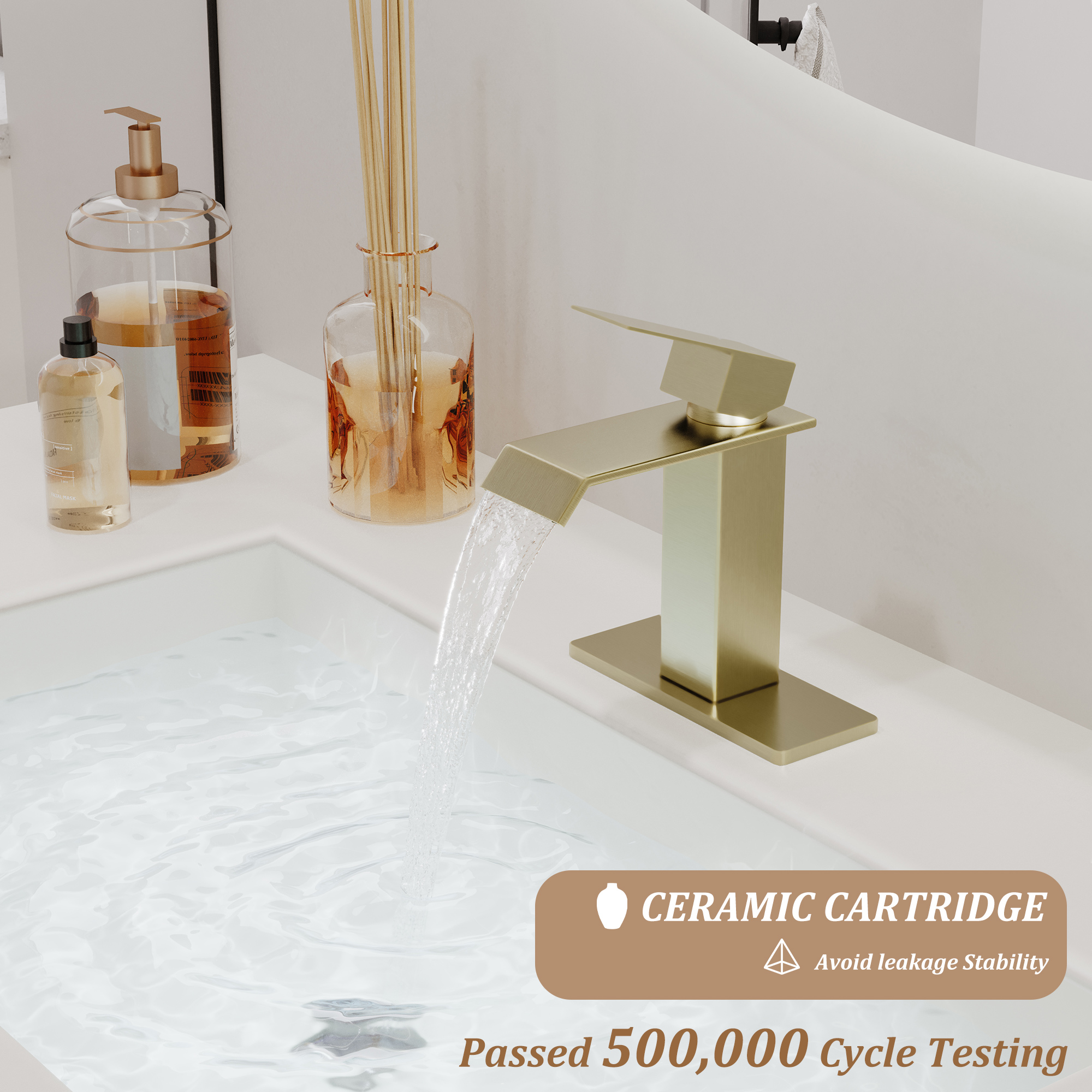 Waterfall Spout Bathroom Faucet,Single Handle Bathroom Vanity Sink Faucet