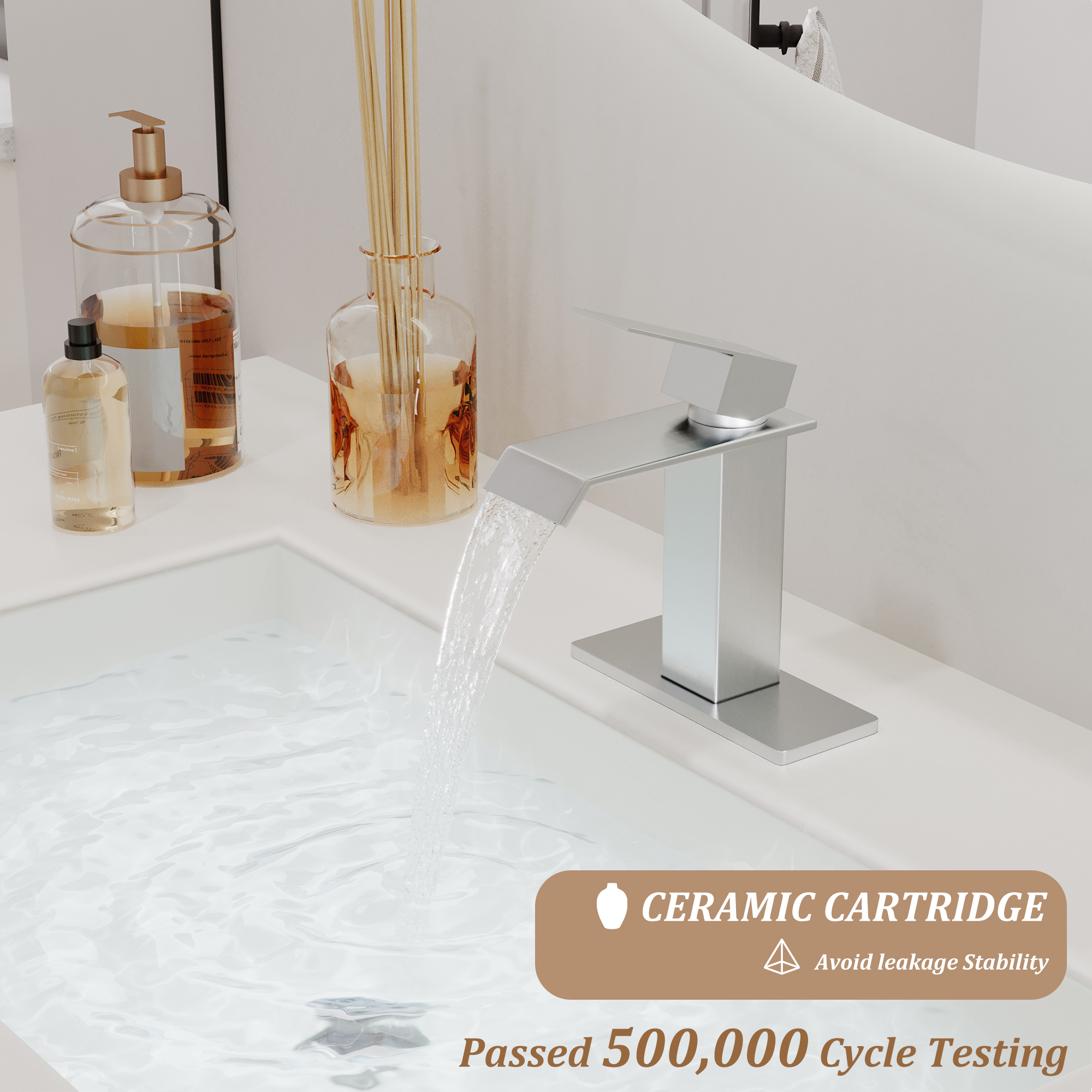 Waterfall Spout Bathroom Faucet,Single Handle Bathroom Vanity Sink Faucet