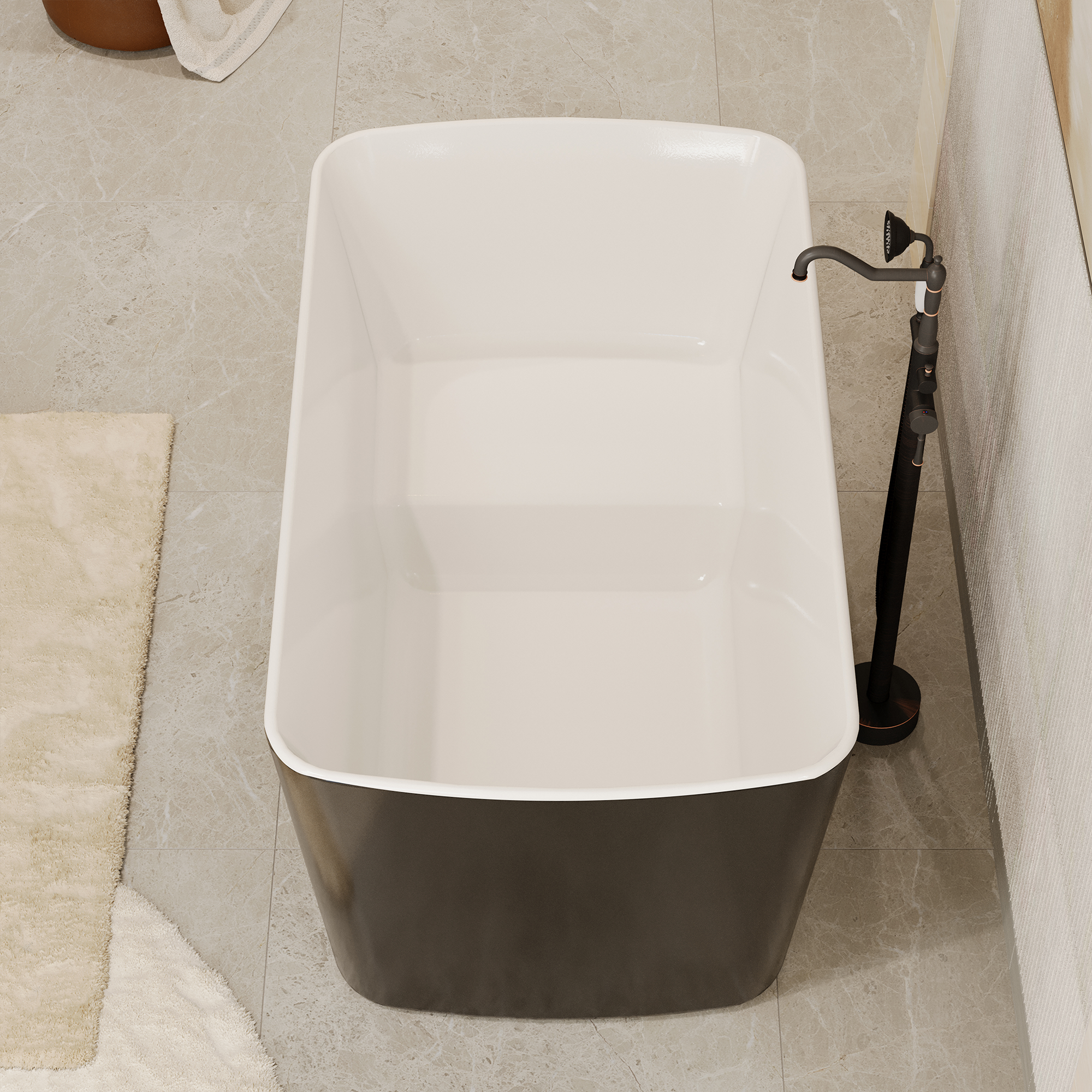 49" Acrylic Freestanding Japanese Soaking Bathtub with Sit-In Design