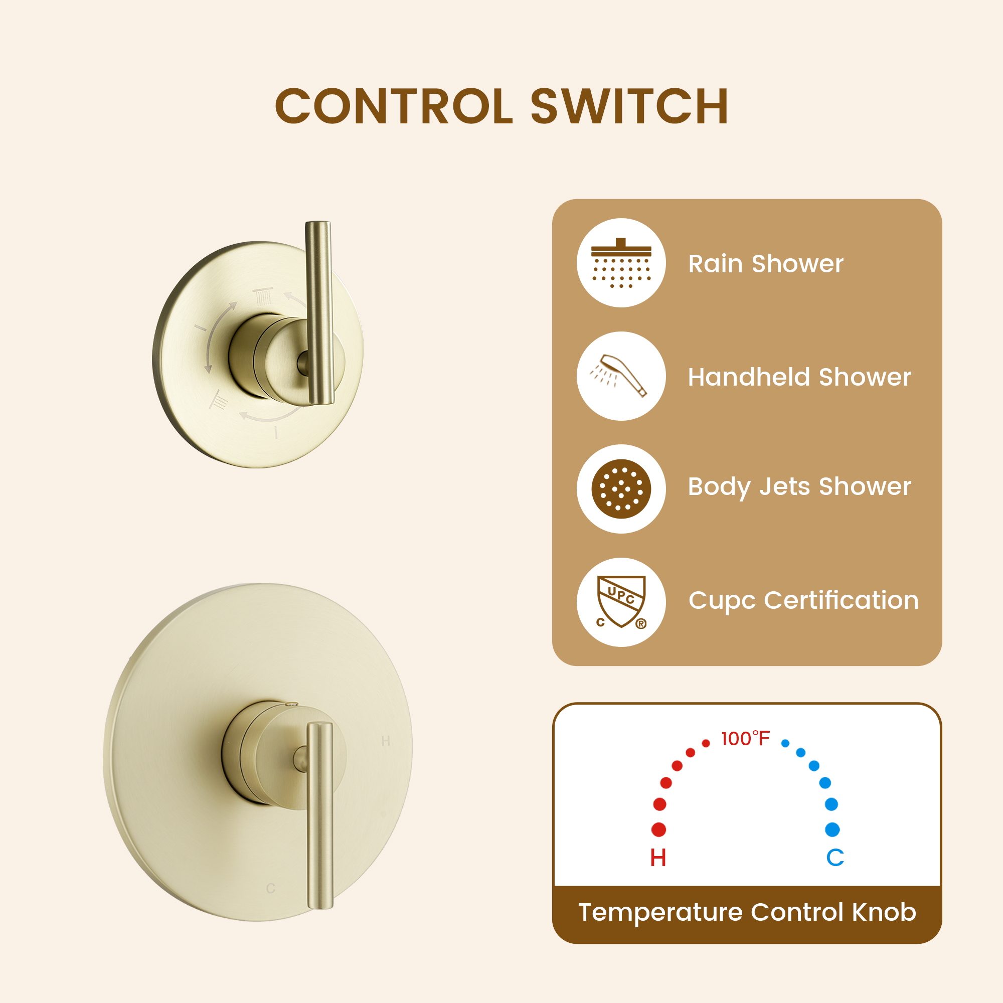 10-inch Wall-Mounted Rain Shower System with Body Jets & Slide Bar