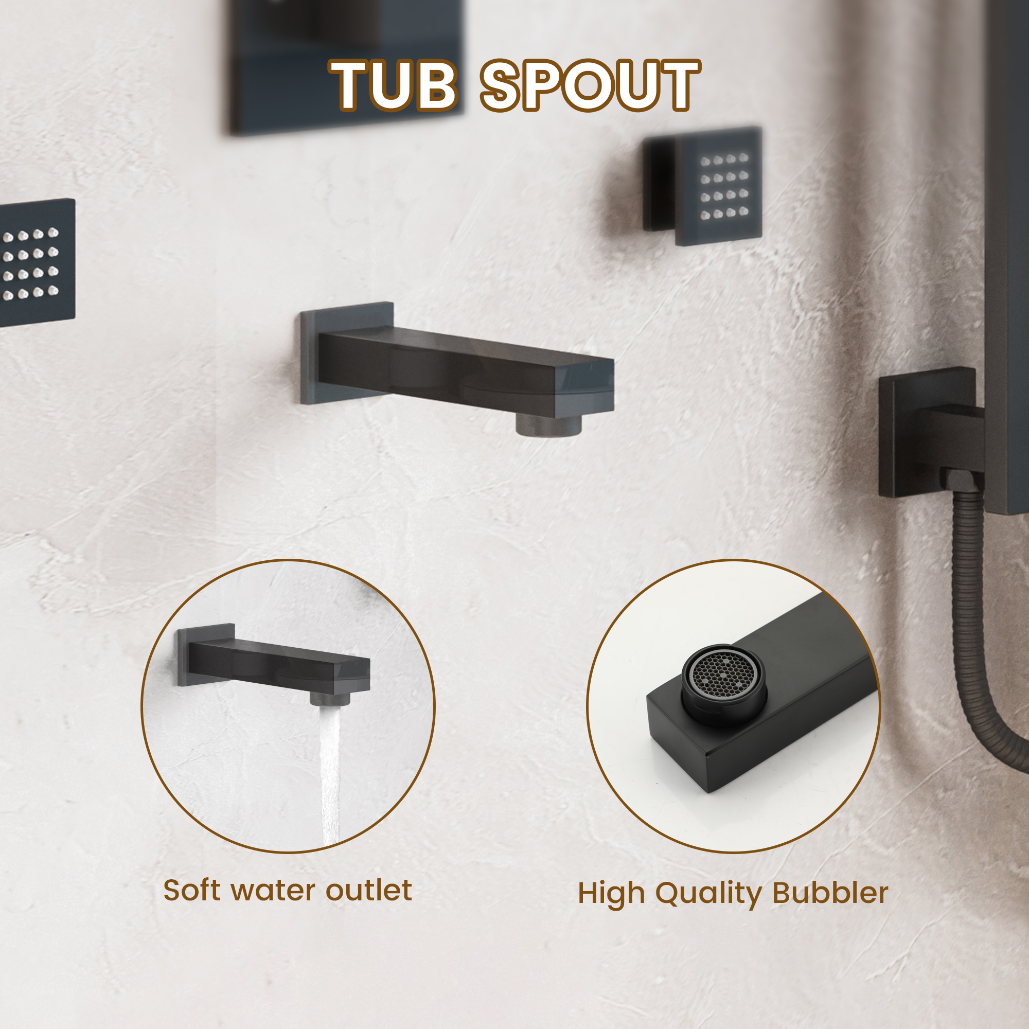 12-inch 4-Function Body Jet Shower System with Tub Spout & Slide Bar