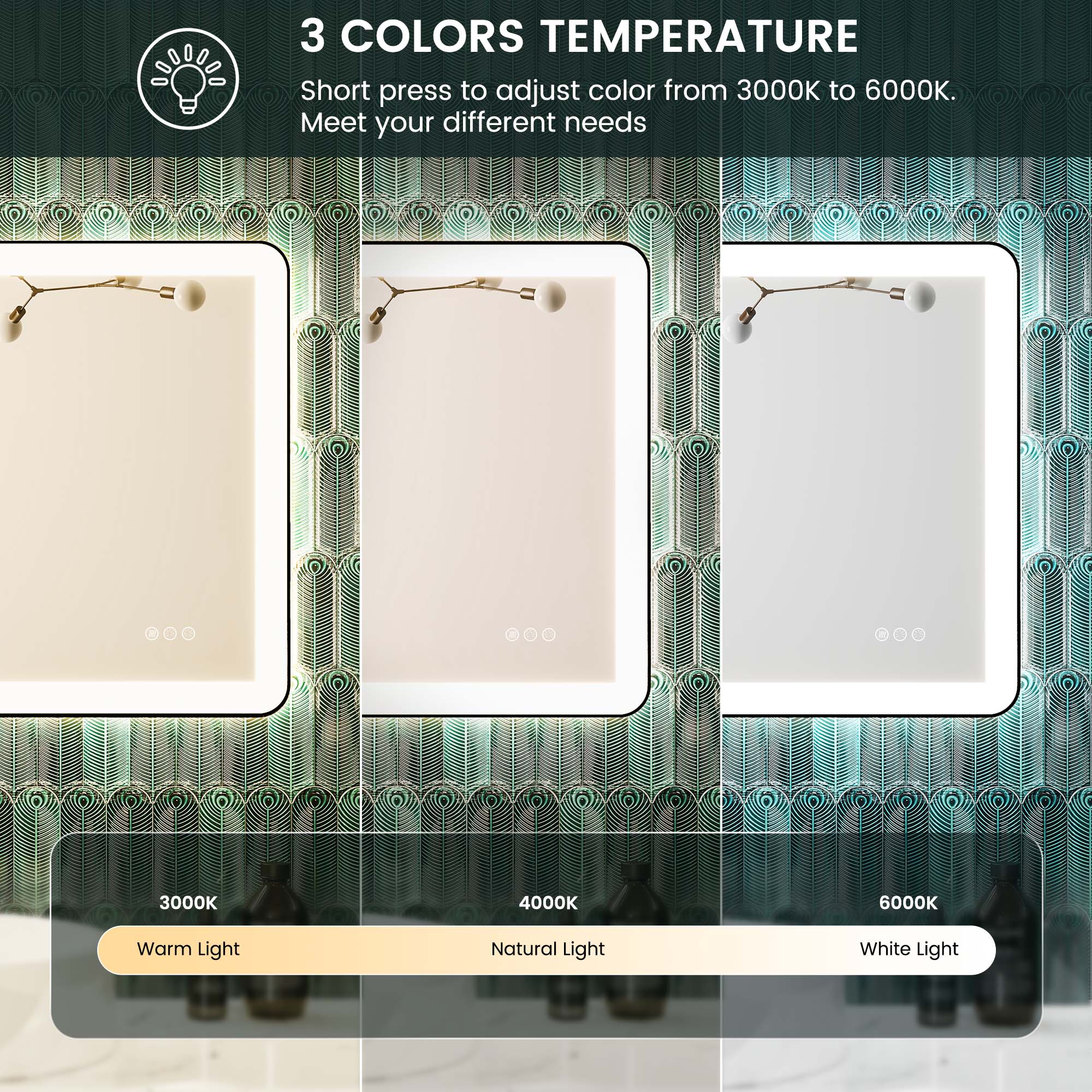 Anti-Fog LED Bathroom Mirror with Aluminum Frame