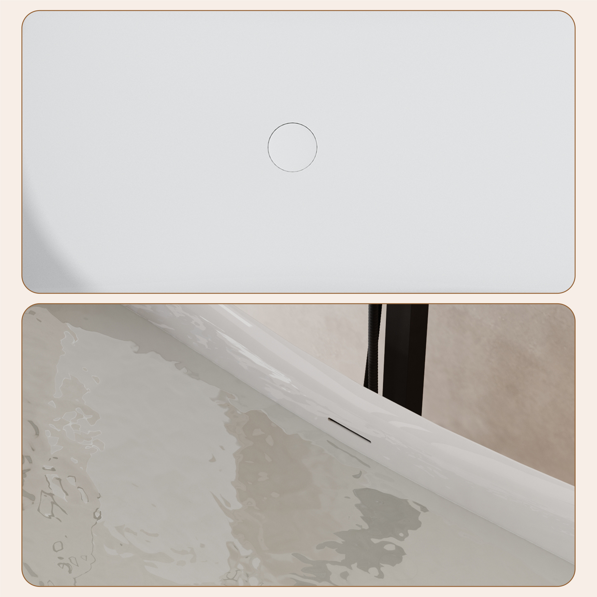 69" Freestanding Solid Surface Bathtub with Dual Sloped Headrests