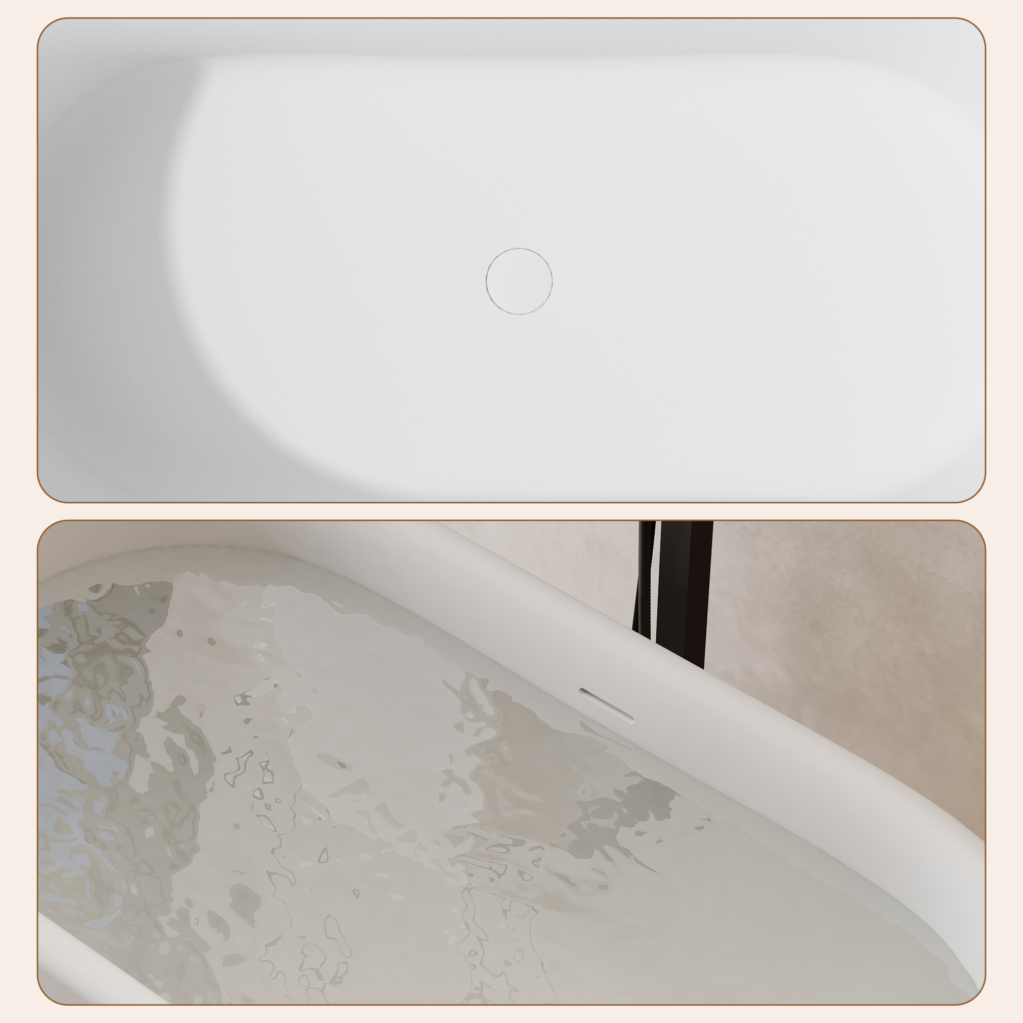 61" Hand-Polished Matte White Freestanding Bathtub with Pedestal Base