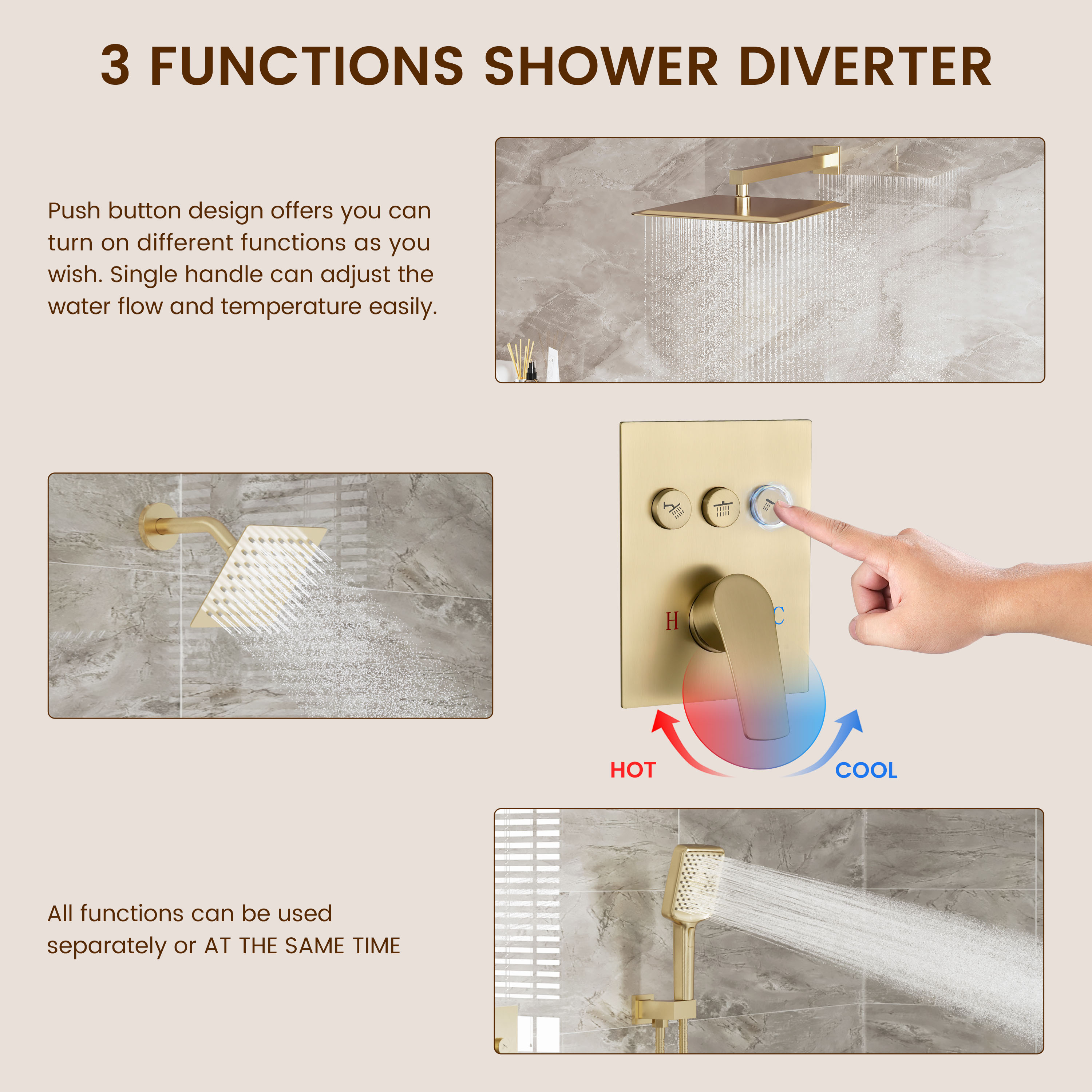 12-inch Dual Shower System with 4-Function Handheld Shower