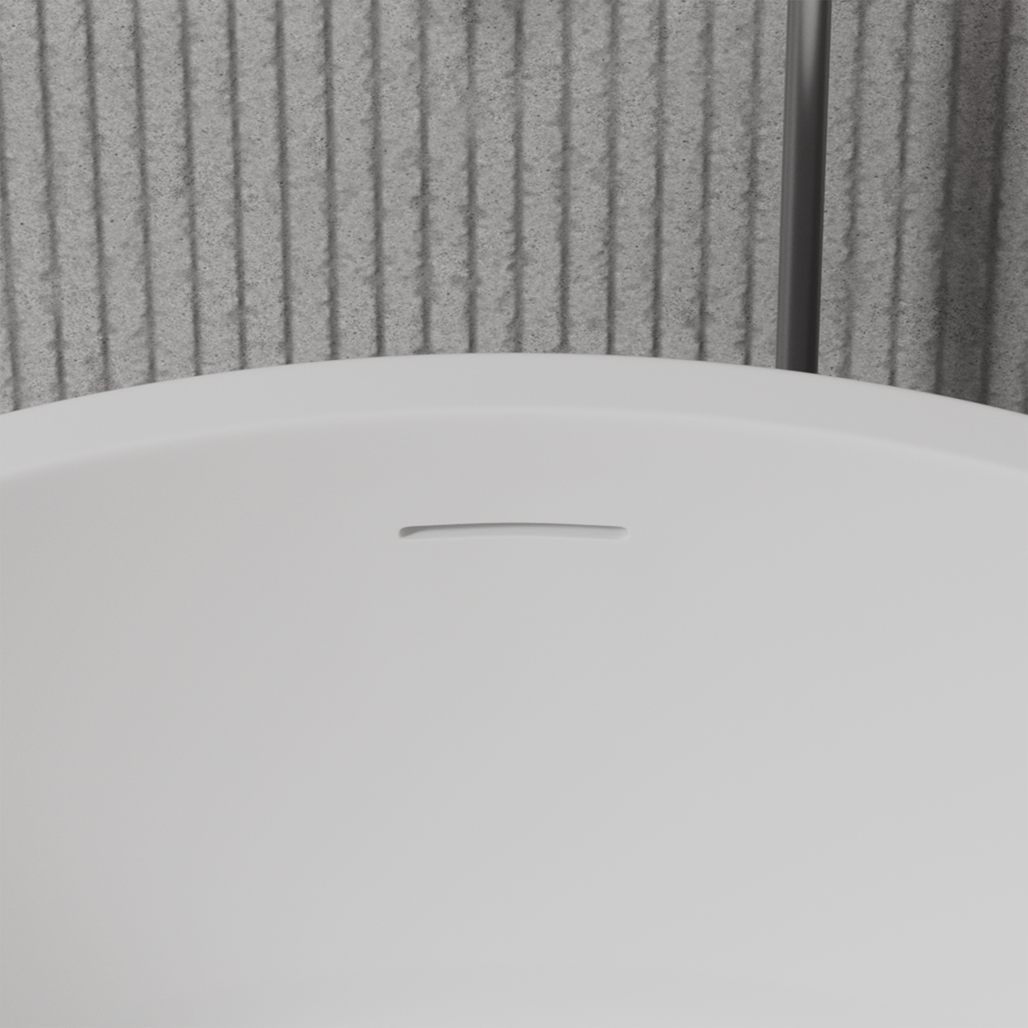 49" Scandinavian Round Solid Surface Freestanding Bathtub, Matte White