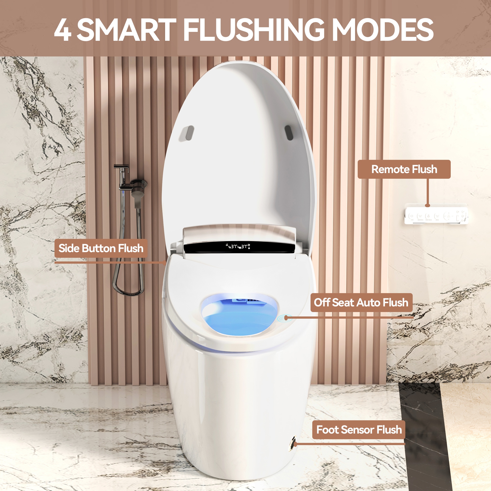 Advanced Smart Toilet with Heated Seat, Warm Bidet & Dryer