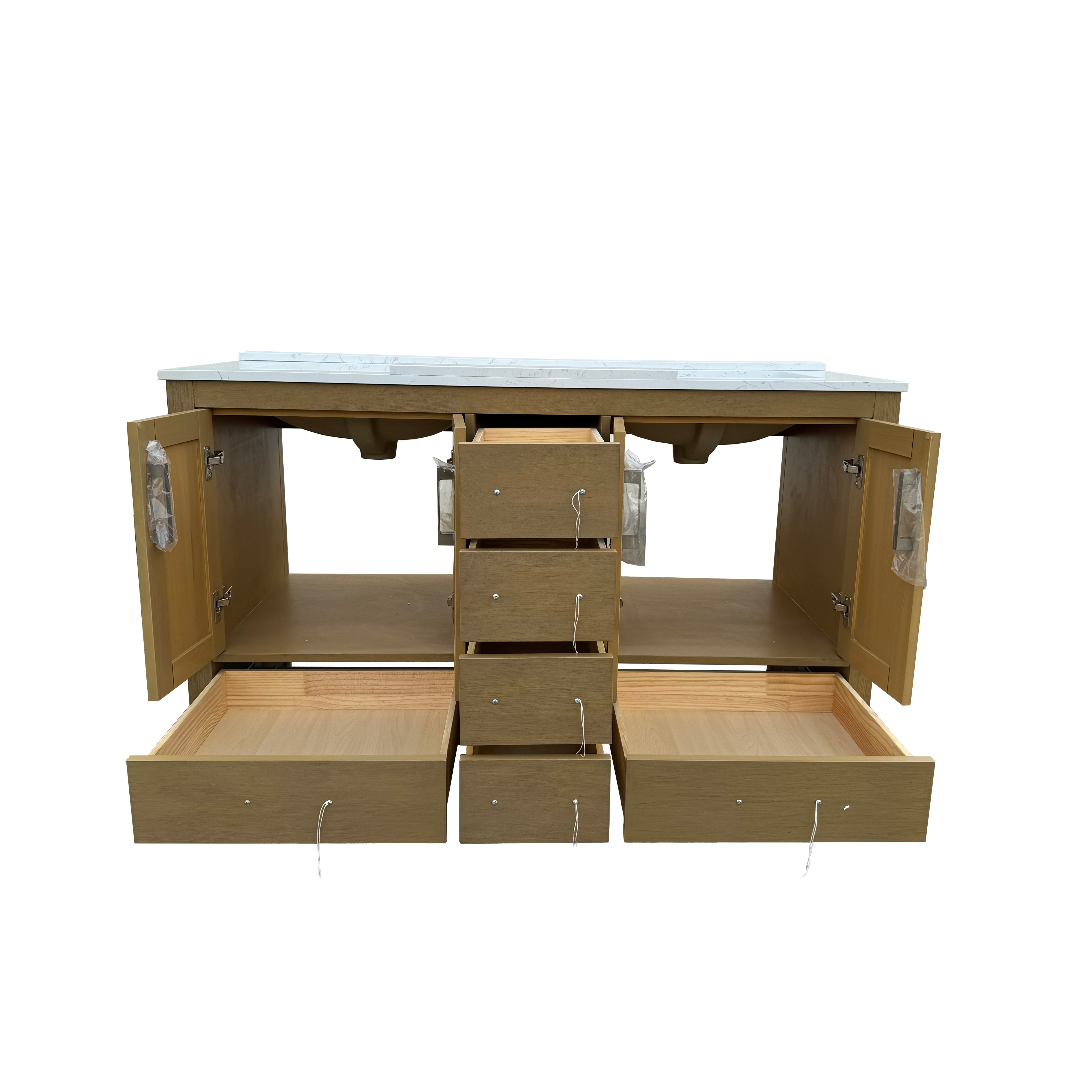 42"/55"/60"/72"/84" Warm Oak Freestanding Bathroom Vanity with Solid Wood Construction