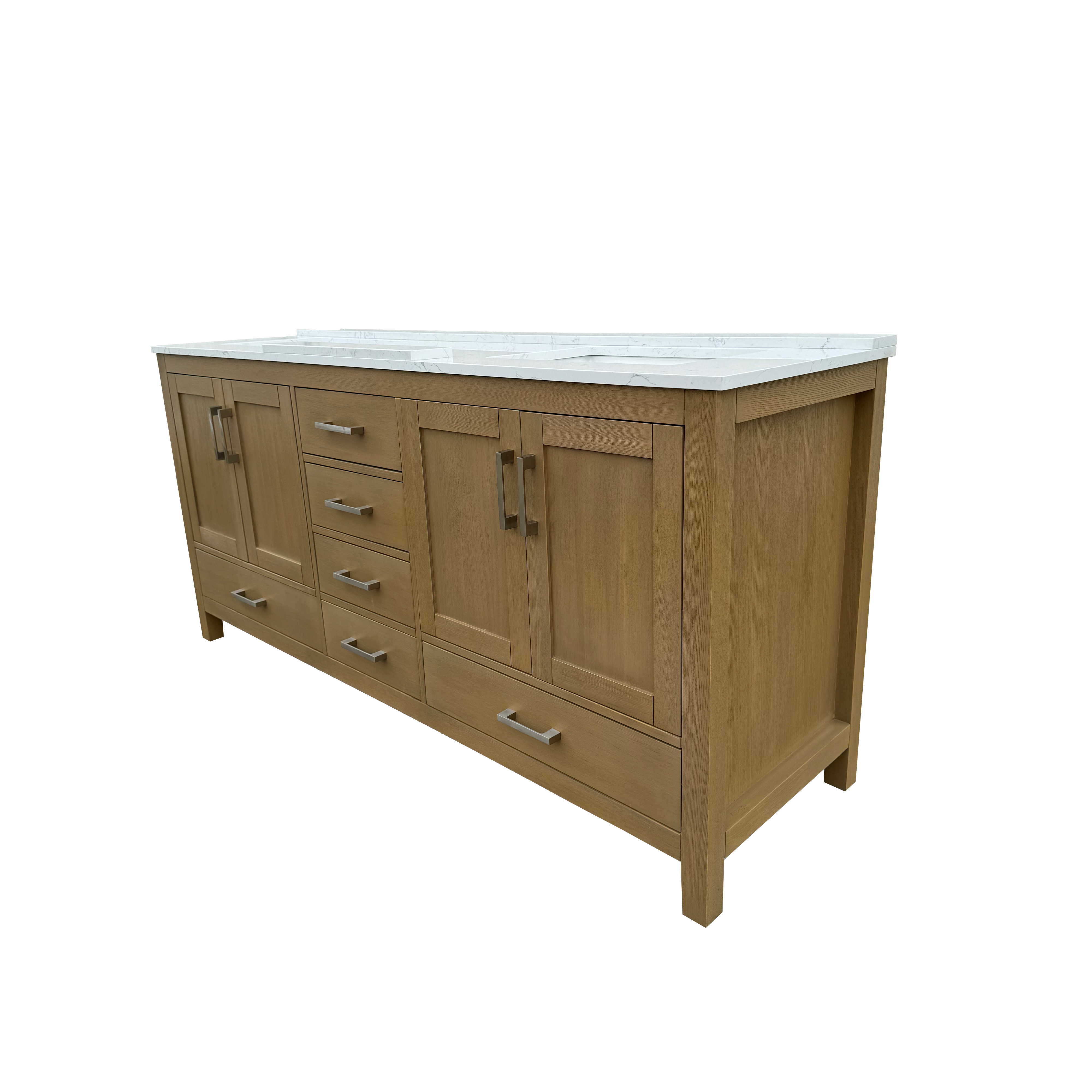 42"/55"/60"/72"/84" Warm Oak Freestanding Bathroom Vanity with Solid Wood Construction