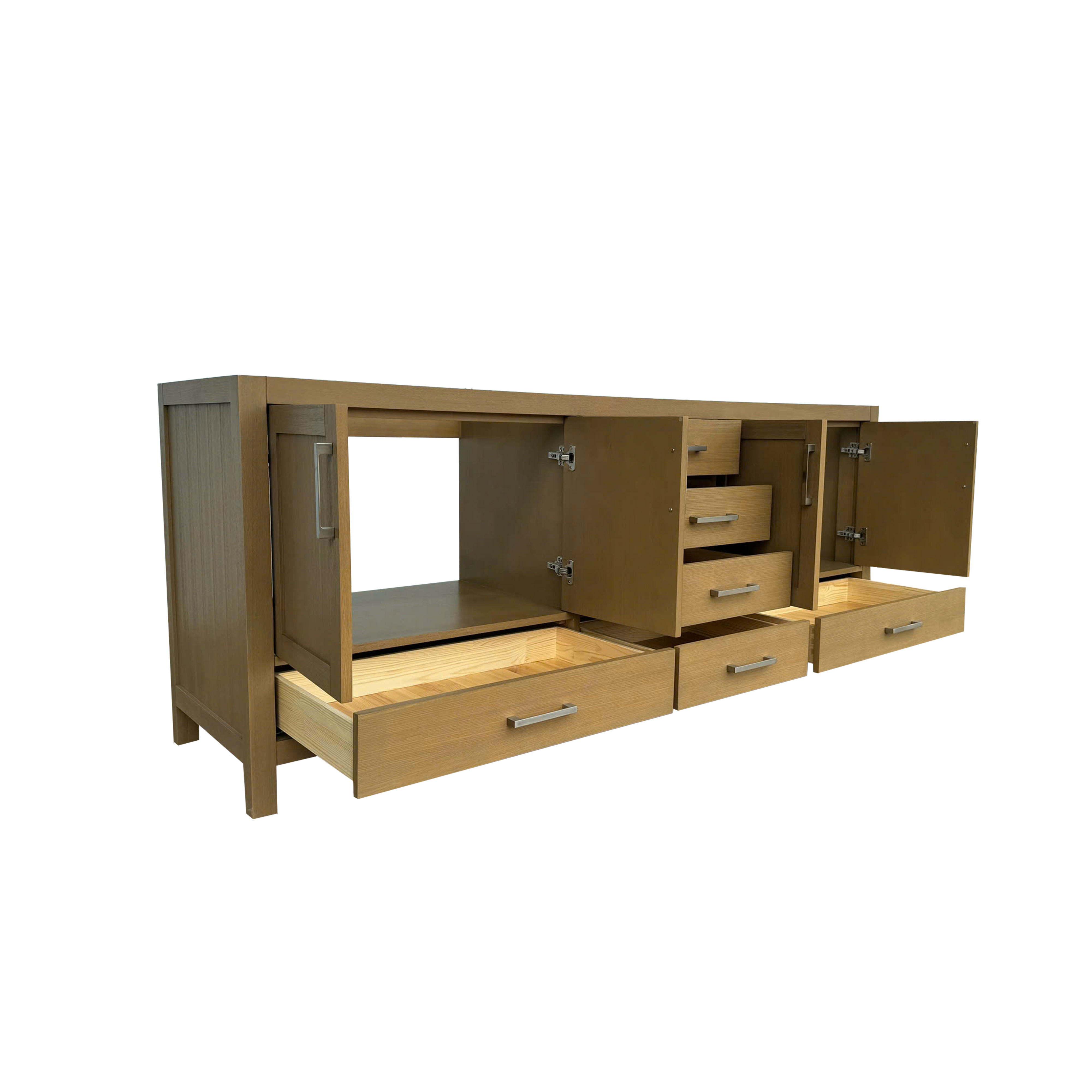 42"/55"/60"/72"/84" Warm Oak Freestanding Bathroom Vanity with Solid Wood Construction