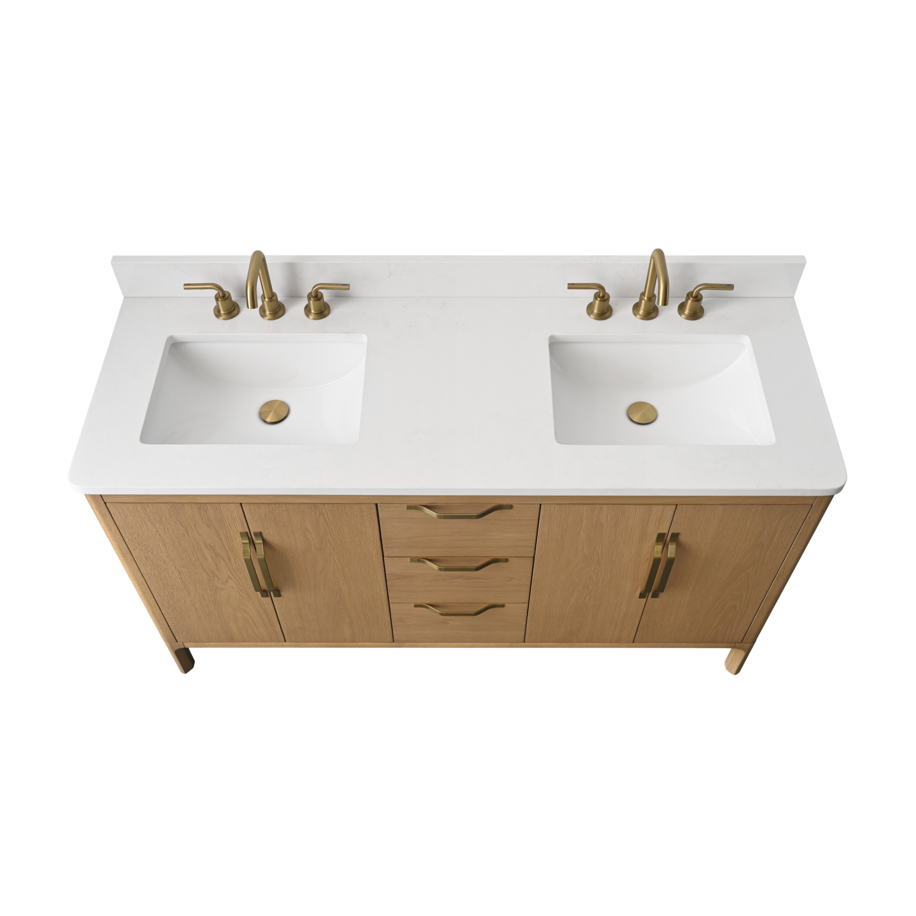 60-inch Bathroom Vanity with Carrara White Engineering Stone Top