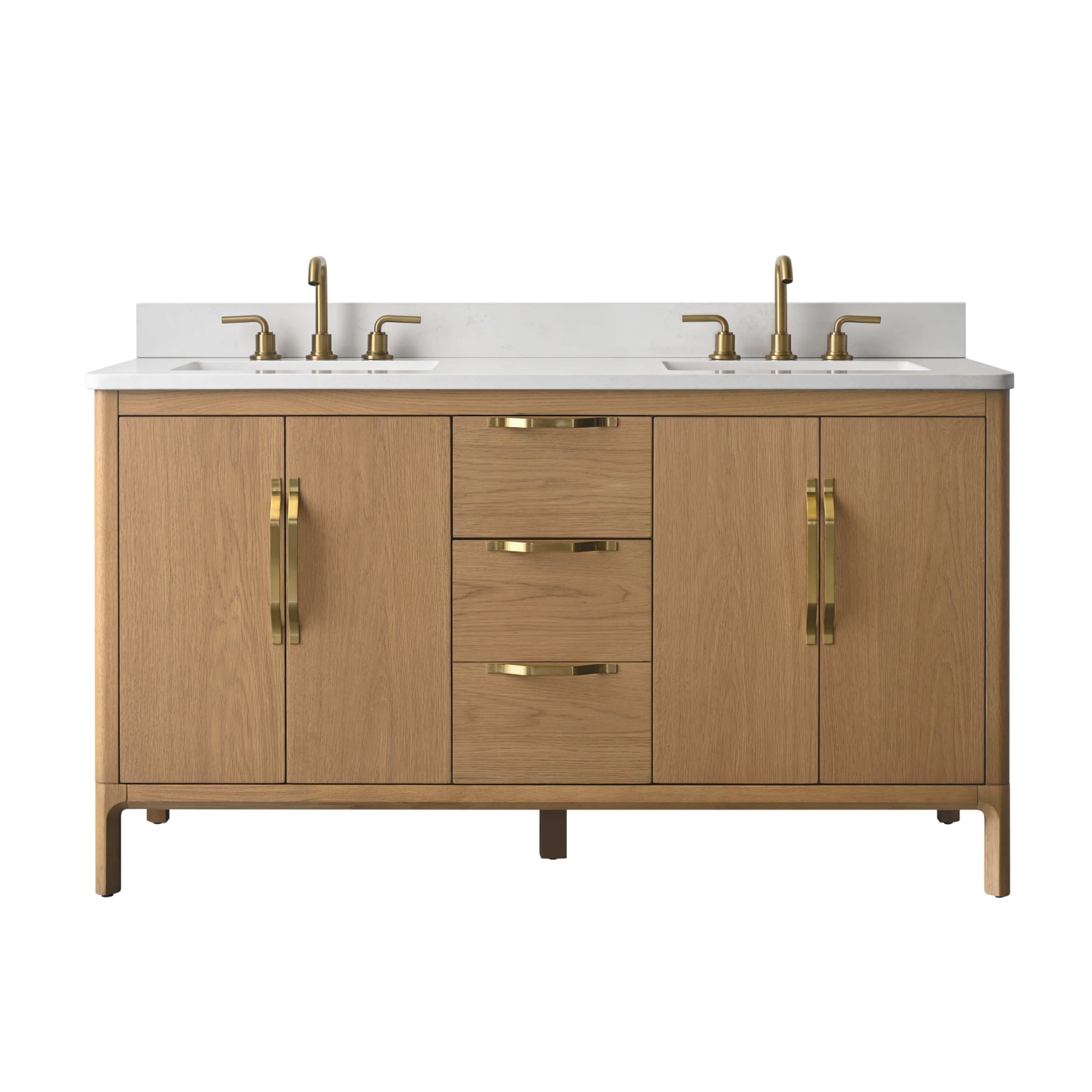 60-inch Bathroom Vanity with Carrara White Engineering Stone Top