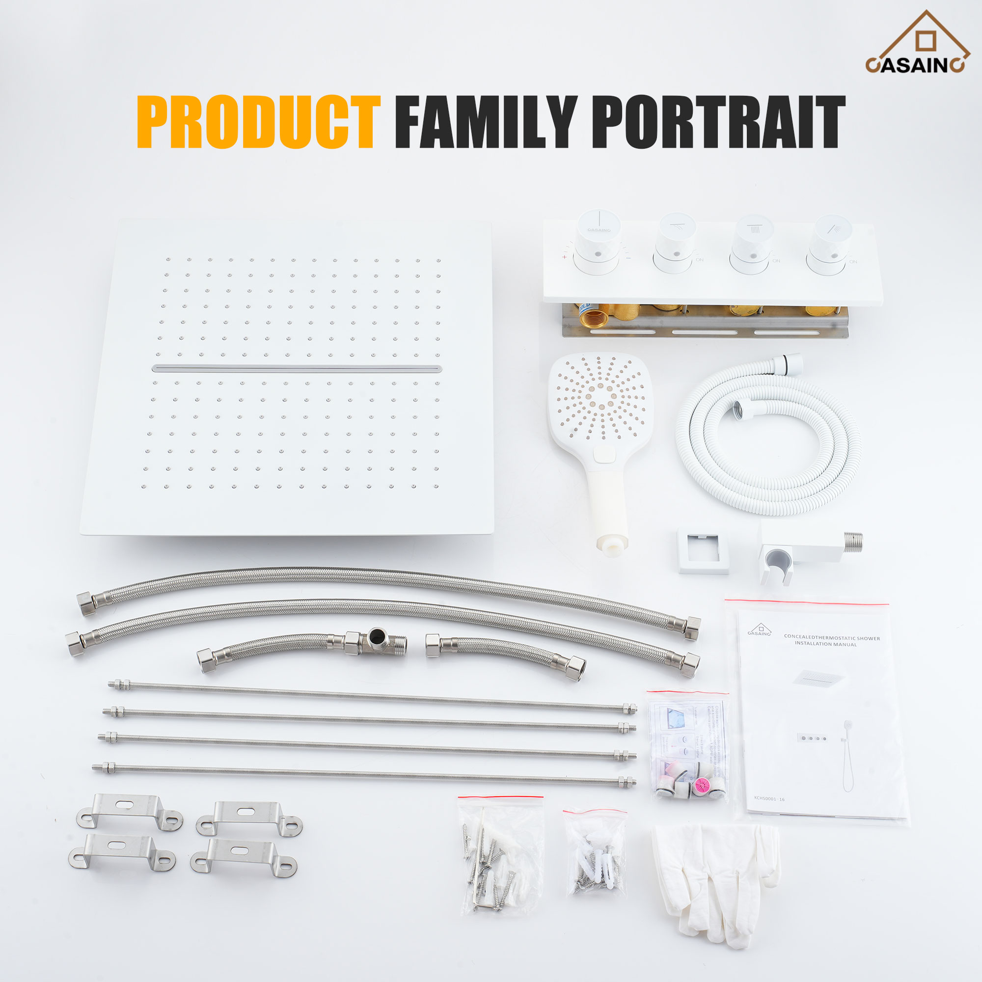 16'' Concealed Multi-Function Shower System 3-Spray Modes Showerhead