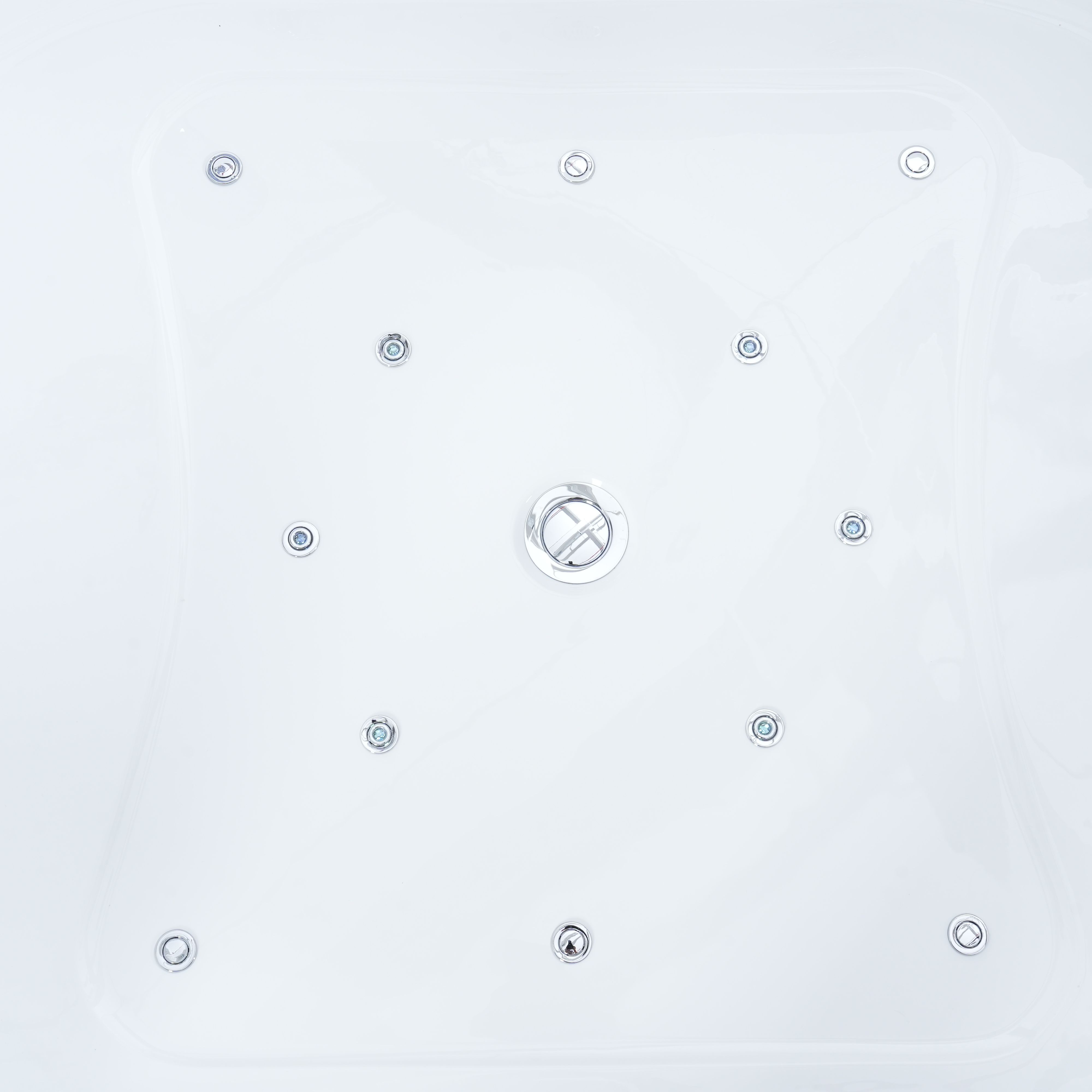 62" Acrylic Polygonal Corner Massage Tub with LED Hydrotherapy & Shoulder Waterfalls