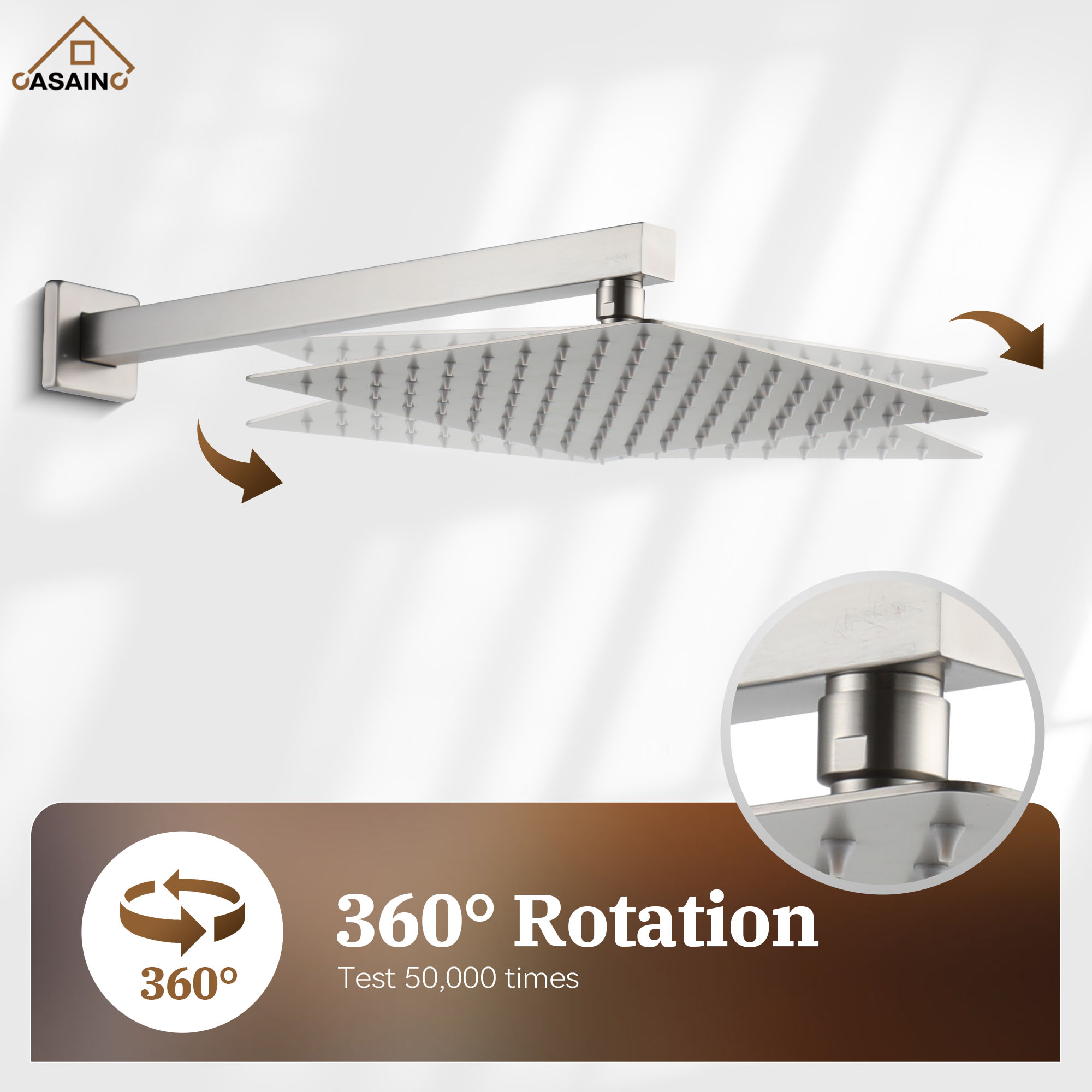 10" Wall Mount Rain Shower Shower System With Hand Shower & Slide Bar