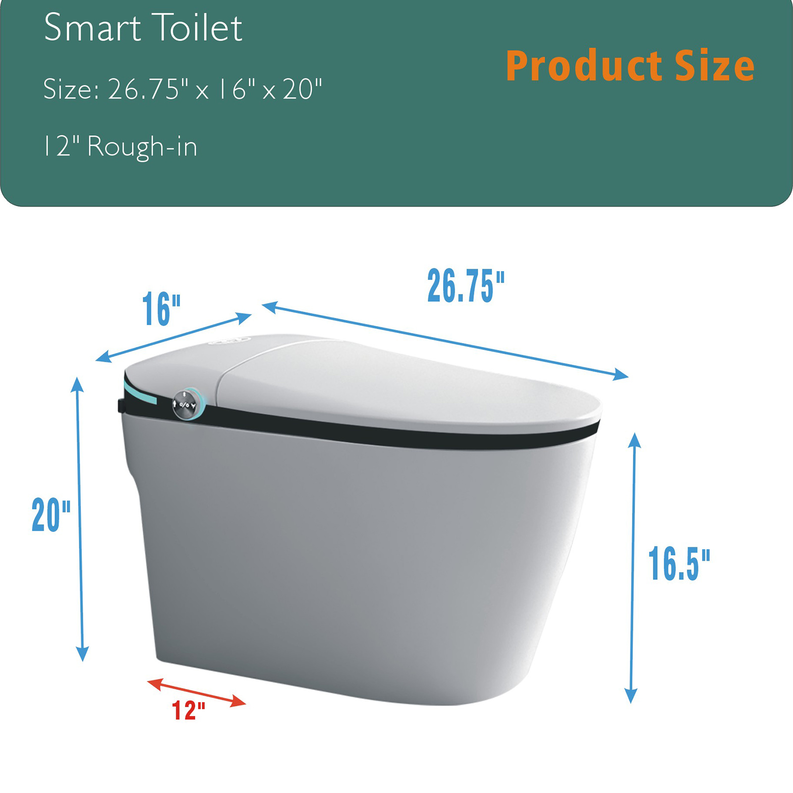 Auto Open/Close Smart Bidet Toilet with Built-in Heated Seat