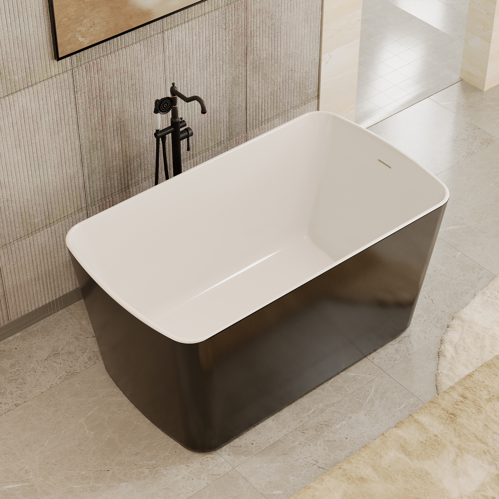 49" Acrylic Freestanding Japanese Soaking Hot Tub with Overflow and Drain