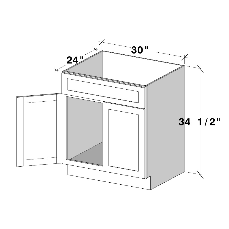 Dove Grey RTA 30"W x 24"D x 34.5"H Sink Base Cabinet with 2 Doors