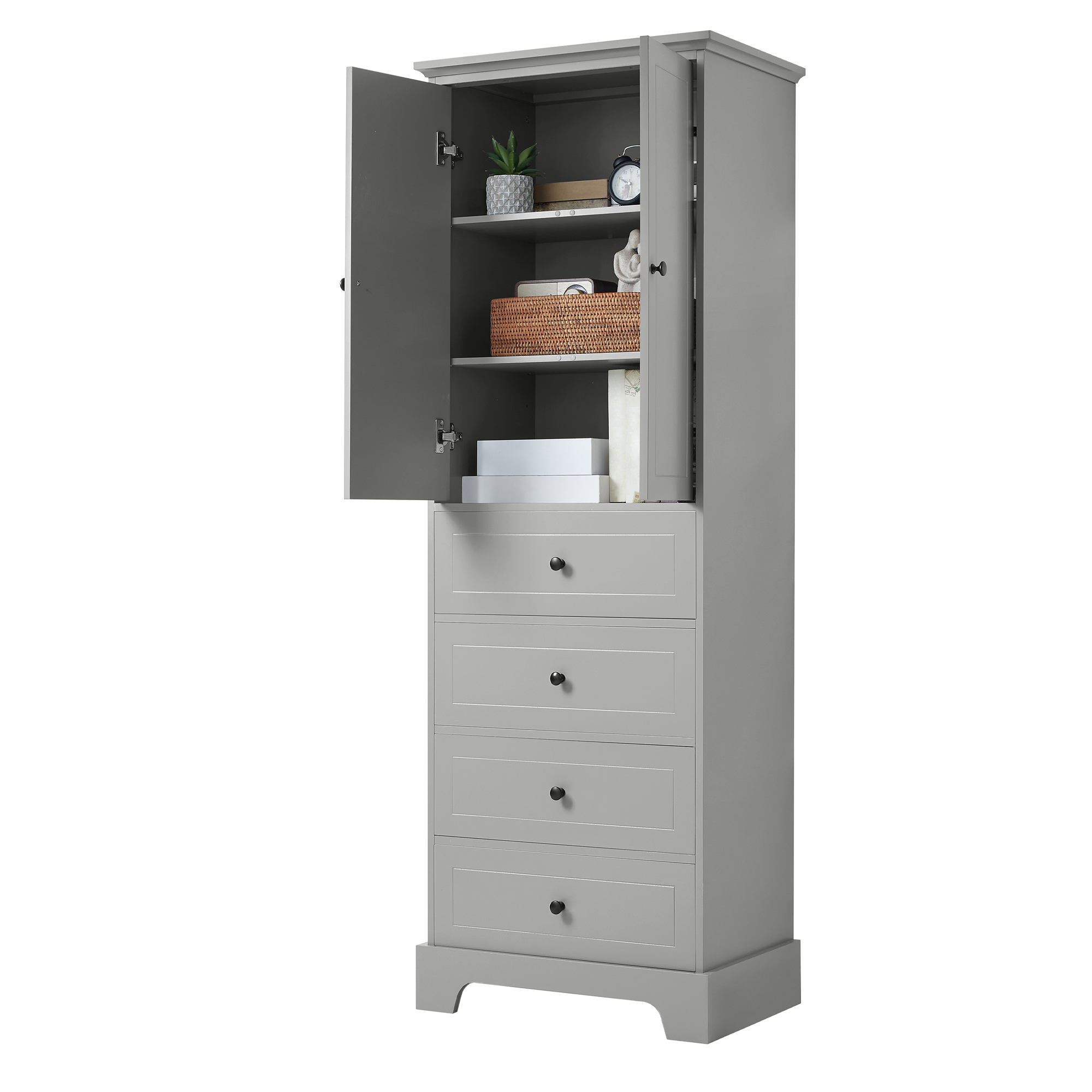 Bathroom Storage Cabinet with Drawers & Adjustable Shelves