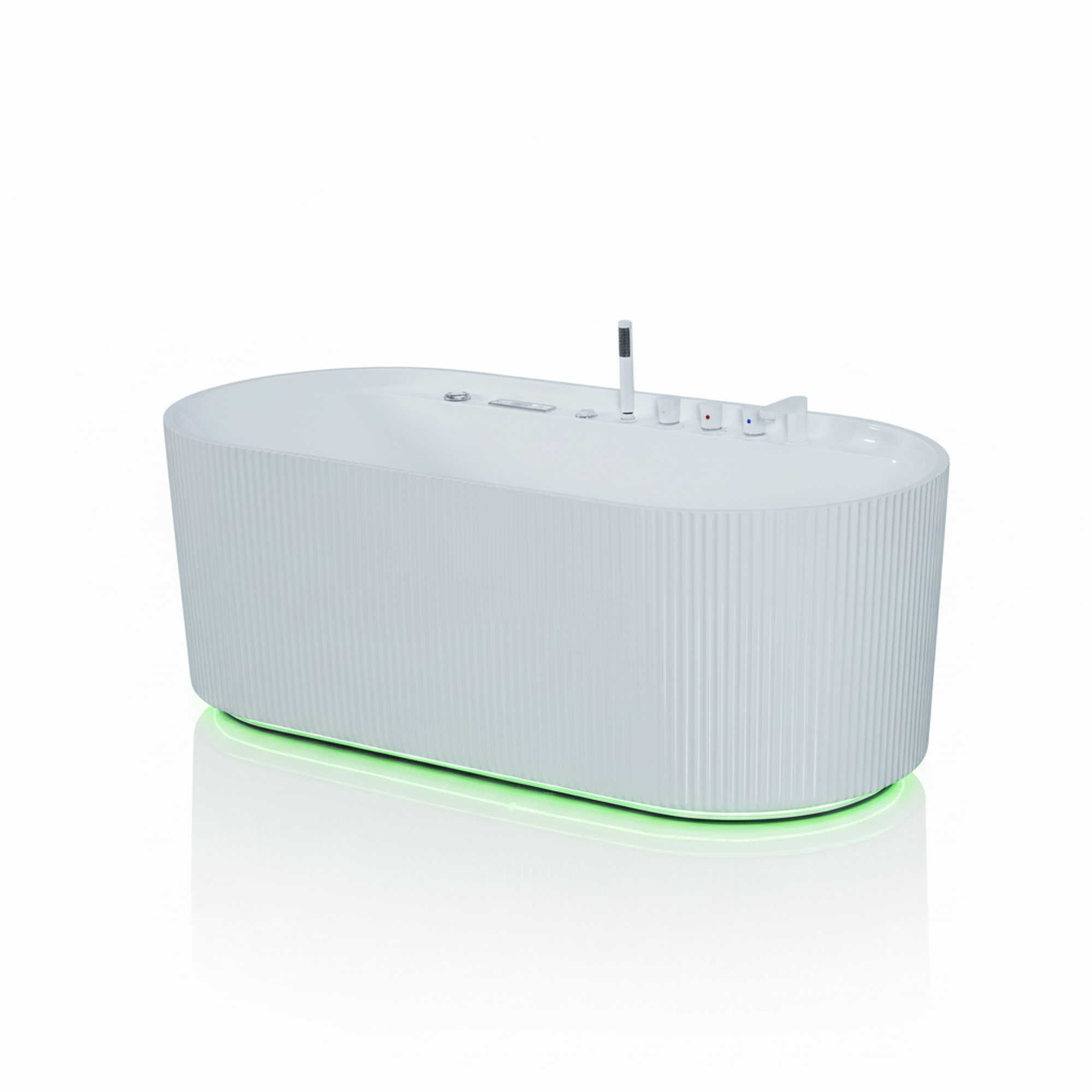 67" Freestanding Acrylic Tub with Dual Whirlpool & Air Massage, LED Skirt Lighting, Bluetooth & Aromatherapy