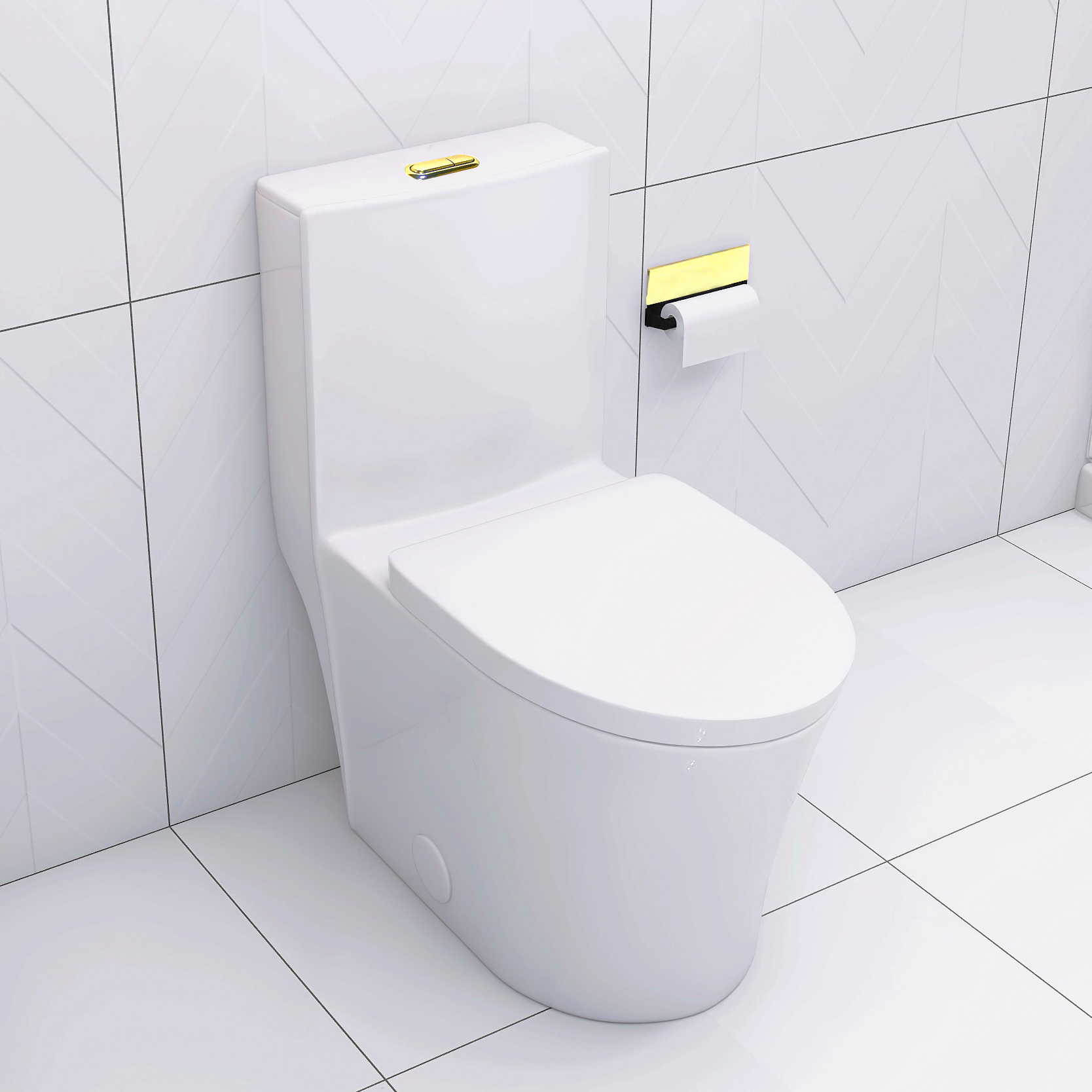 Elongated One Piece Toilet Dual Flush 1.1/1.6 GPF Water-Saving Design