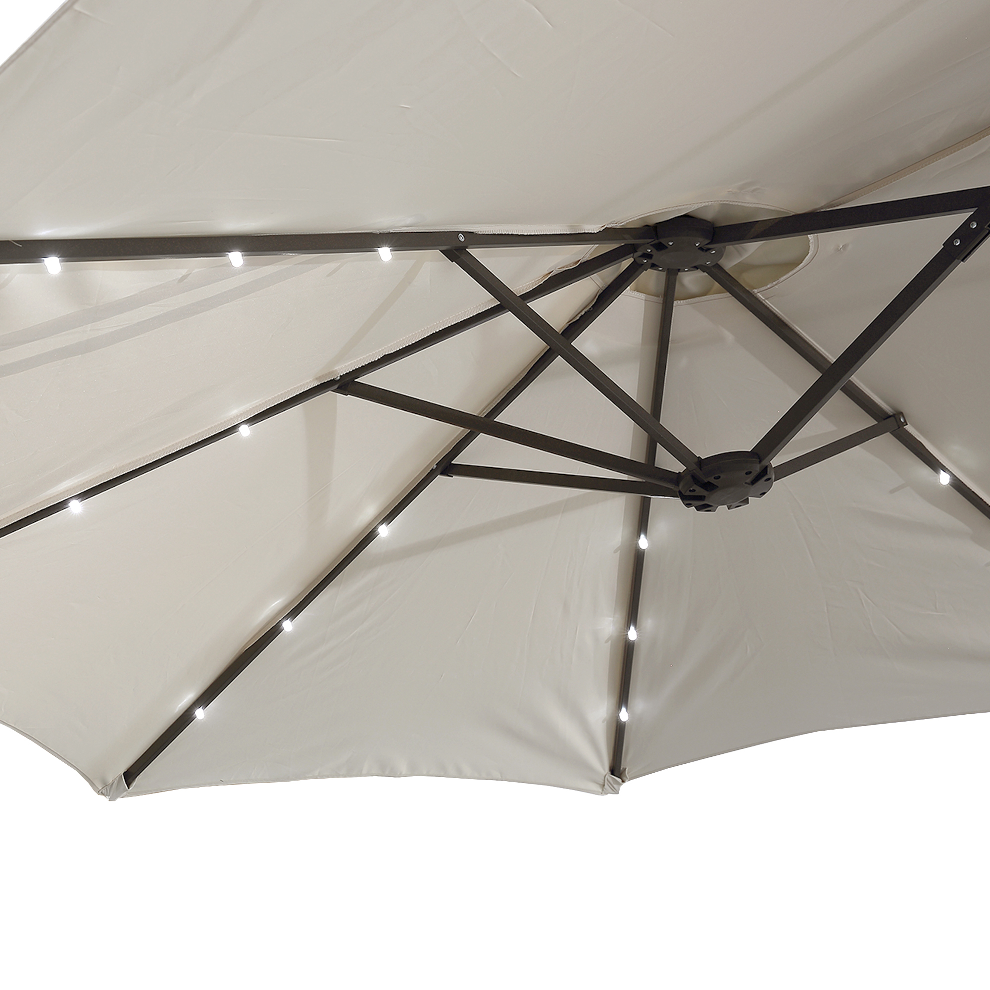 15ft Patio Steel Rectangular Double-Sided Market Umbrella With Base, Classic Design or Solar LED Lights Options,UV Sun Protection & Easy Crank for Deck Pool Patio.