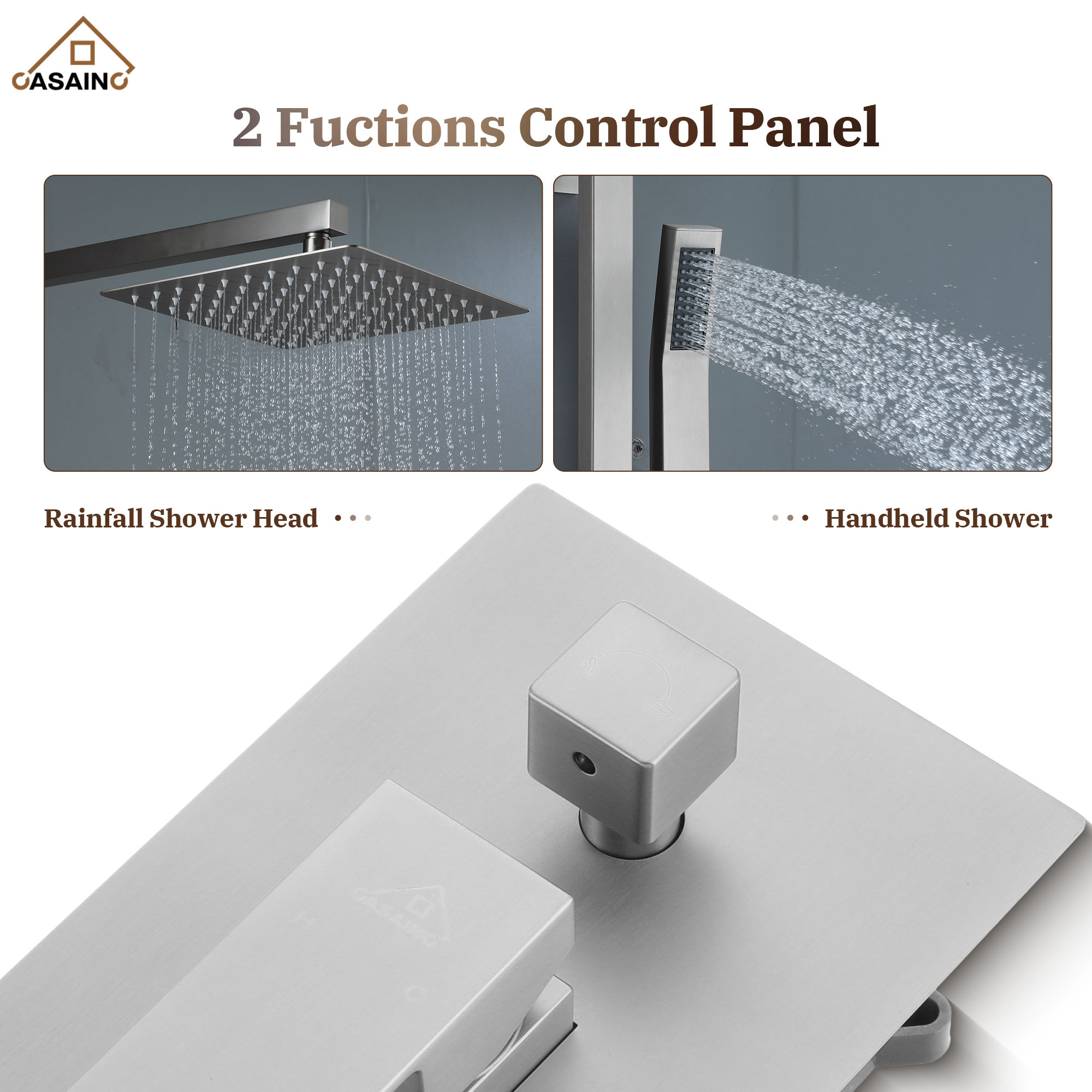 10" Wall Mount Rain Shower Shower System With Hand Shower & Slide Bar