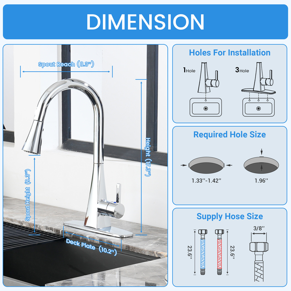 Touchless Dual-Sensor Pull-Down Kitchen Faucet with Modern Design
