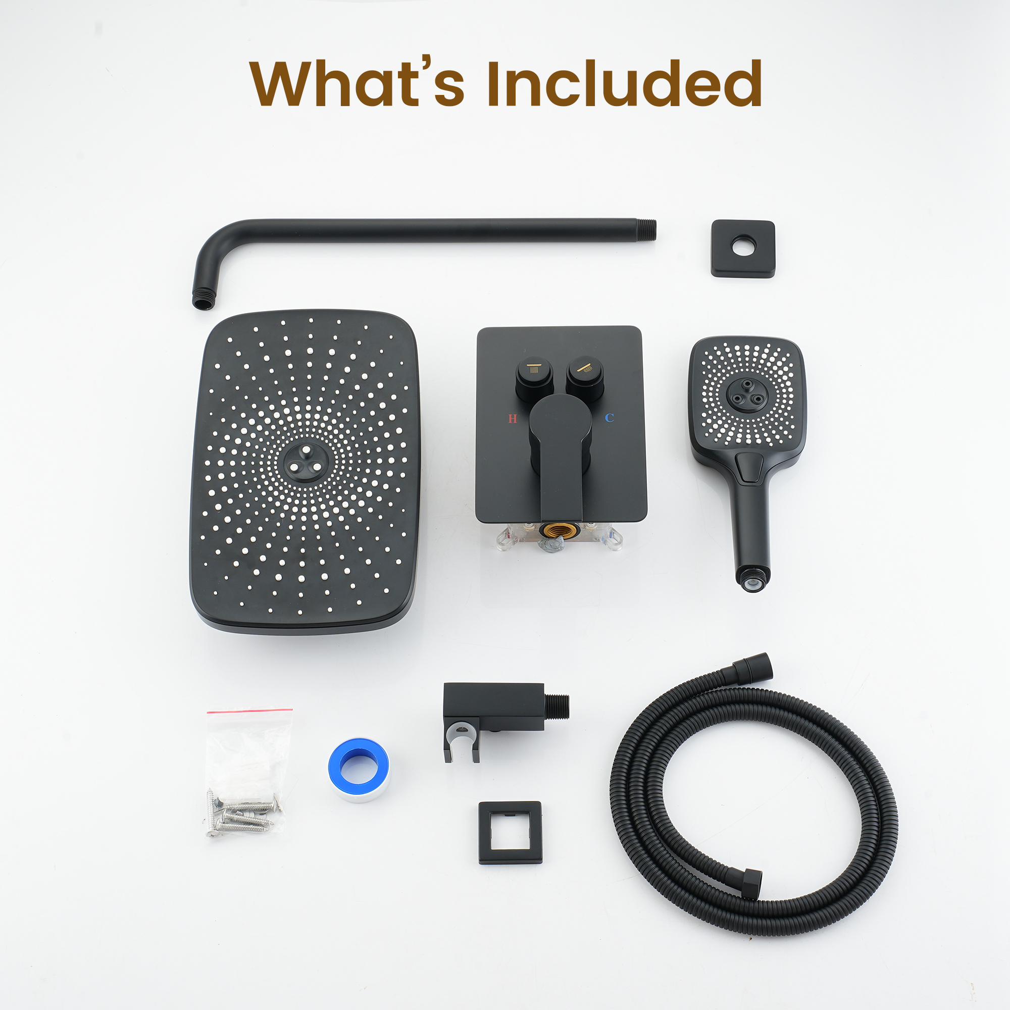 12-inch x 8-inch Wall-Mounted Dual-Function Shower System with Hand Shower