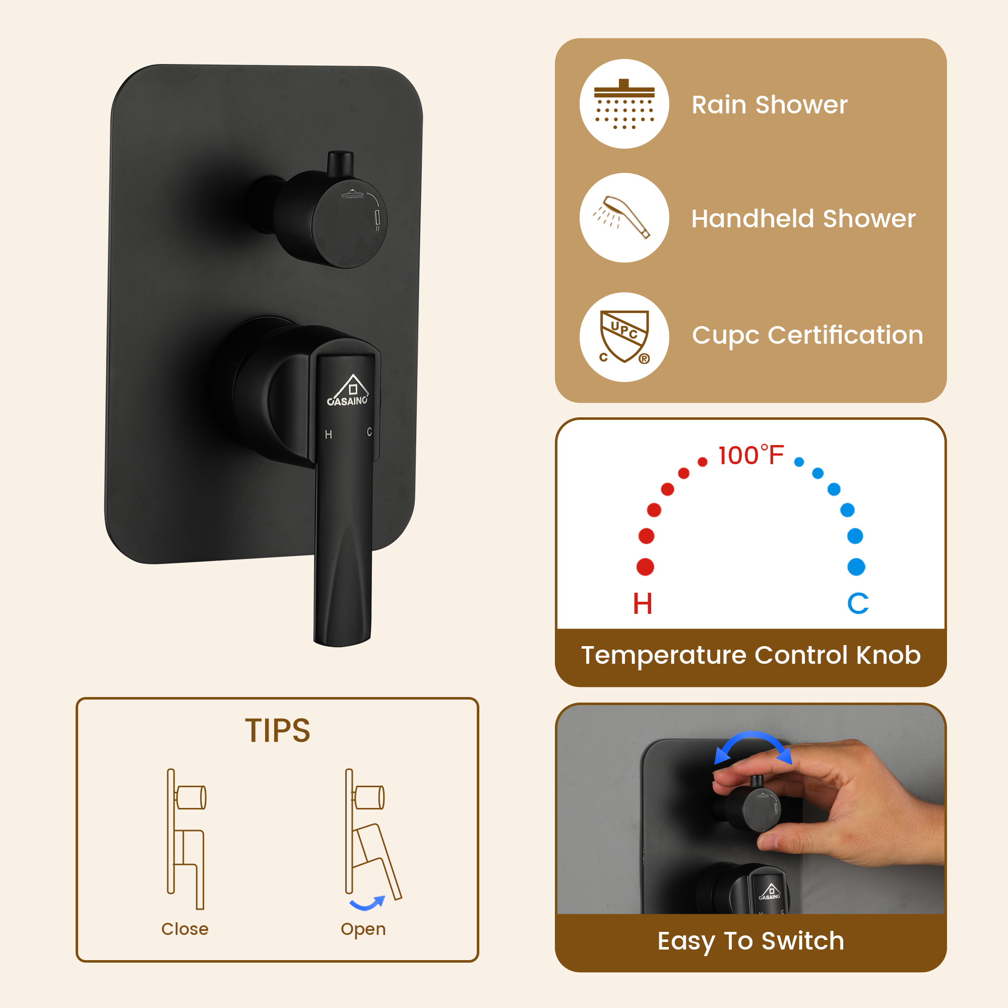 20*14 inch Ceiling-Mounted Luxury Shower System with LED Lights