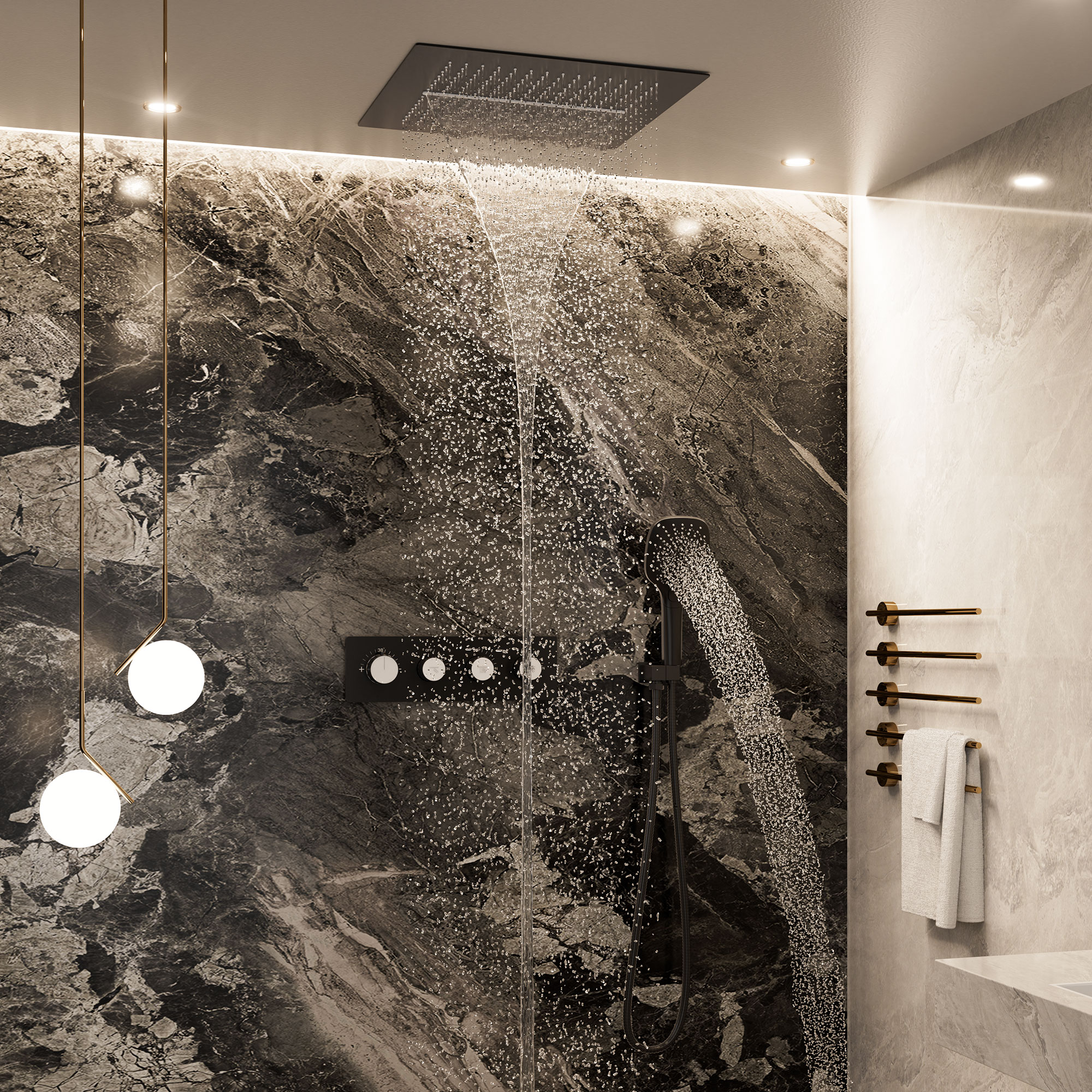 16'' Concealed Multi-Function Shower System 3-Spray Modes Showerhead