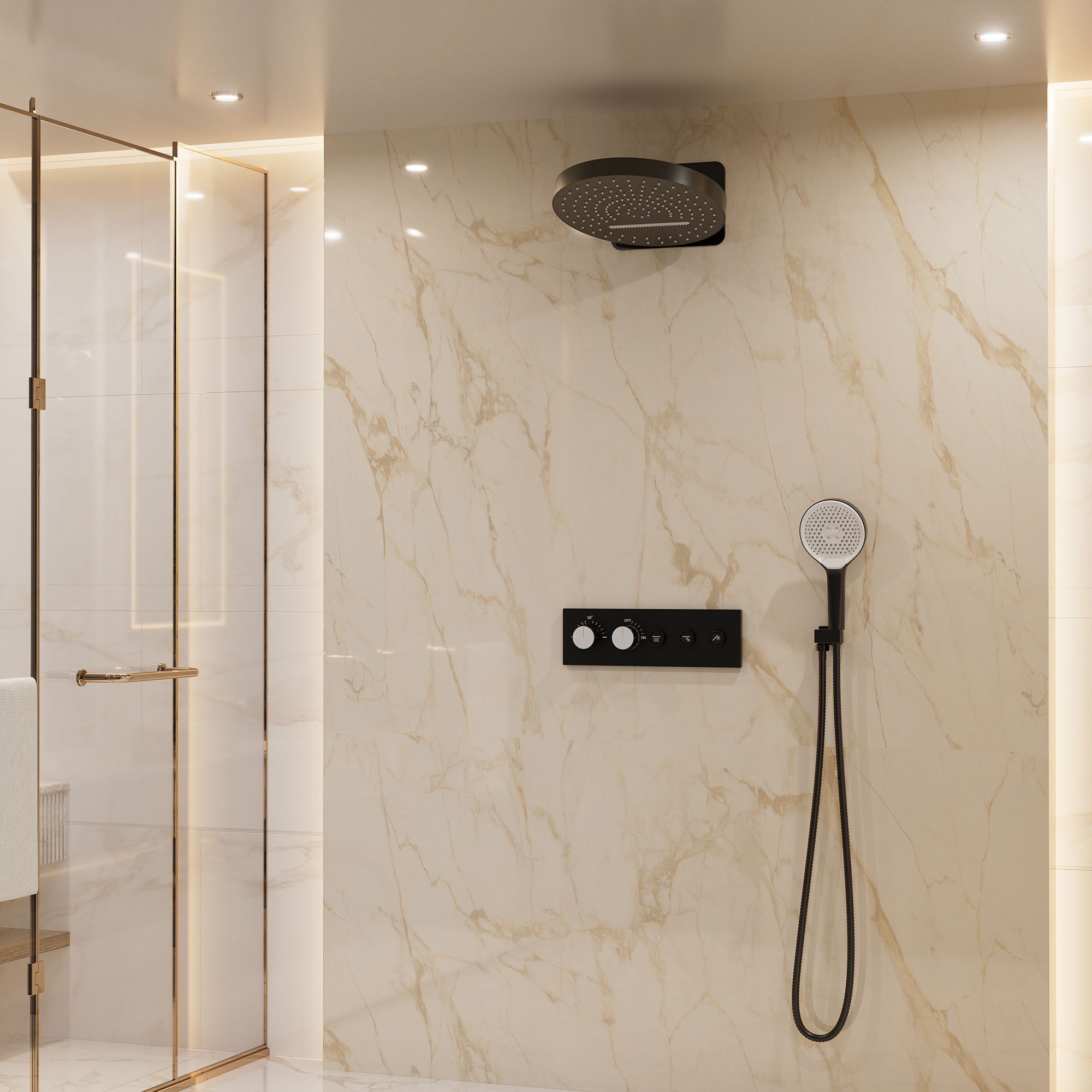 16'' Round Rainfall Multifunctional Shower System With 3-Spray Modes