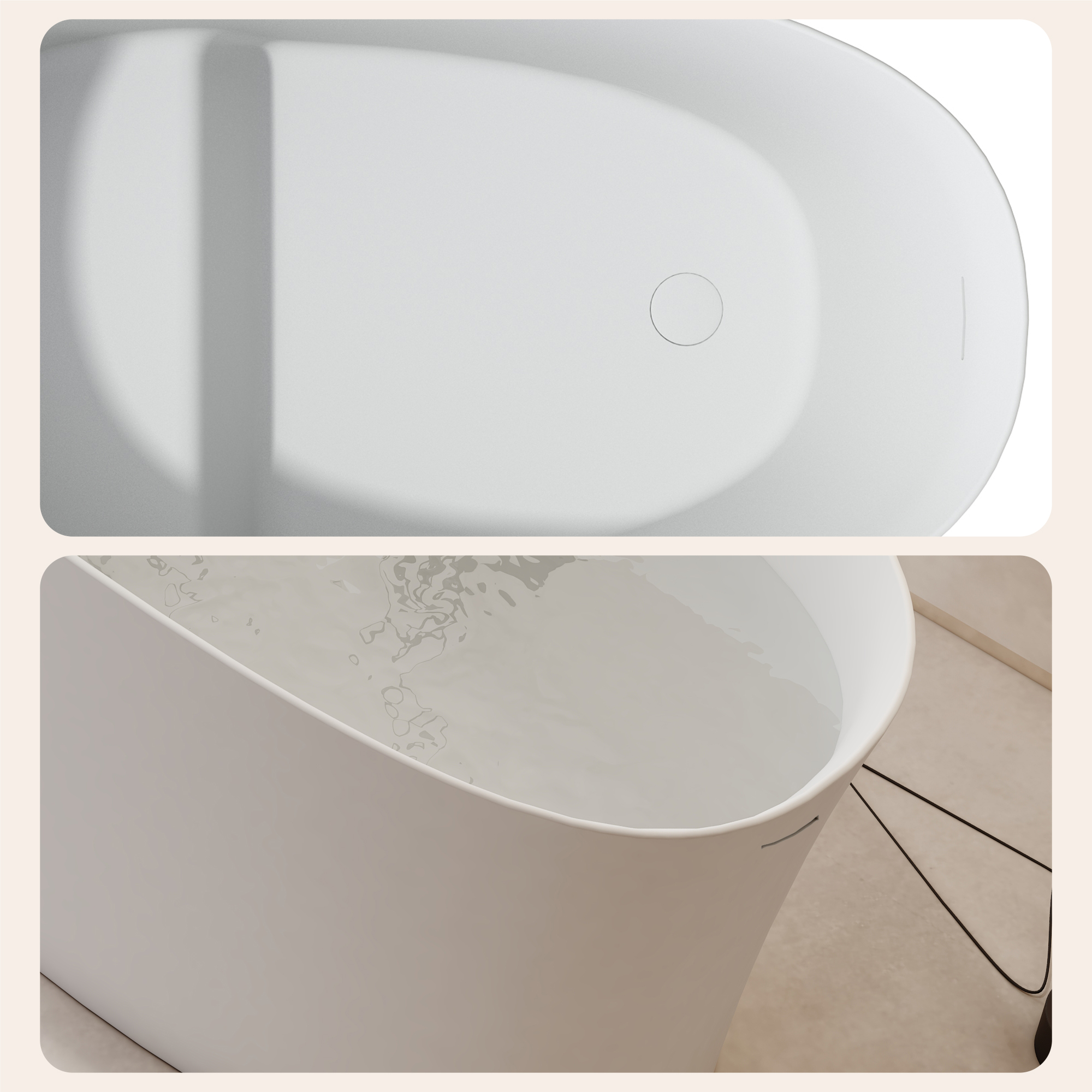 51" Solid Surface Freestanding Bathtub with Raised Edge and Built-in Mini Seat