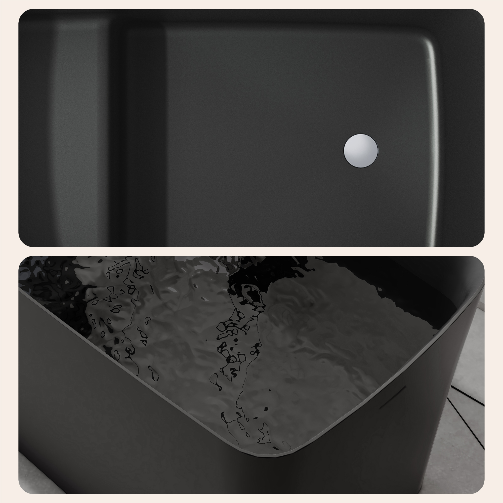 47" Compact Solid Surface Freestanding Bathtub with Mini-Seat Design