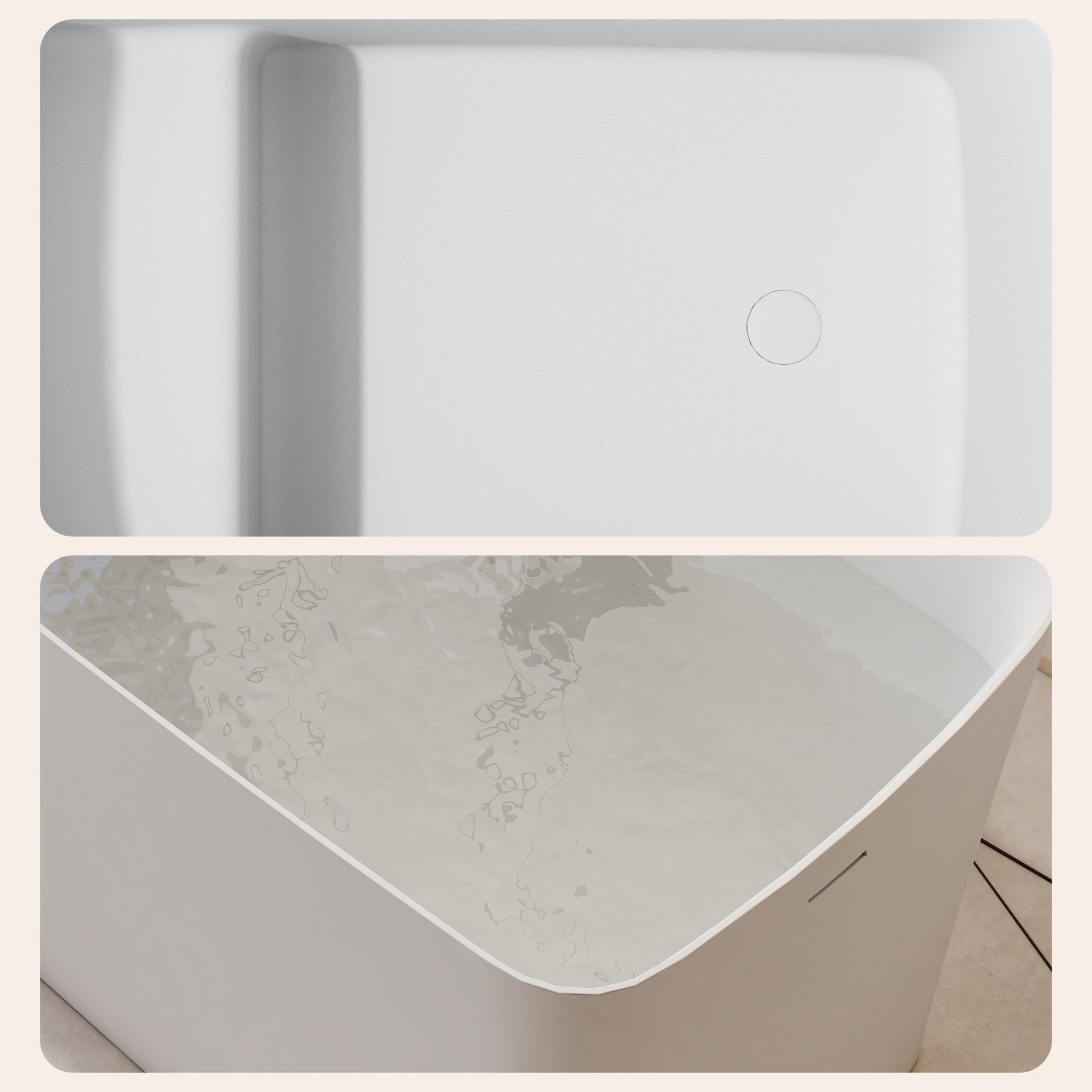 47" Compact Solid Surface Freestanding Bathtub with Mini-Seat Design