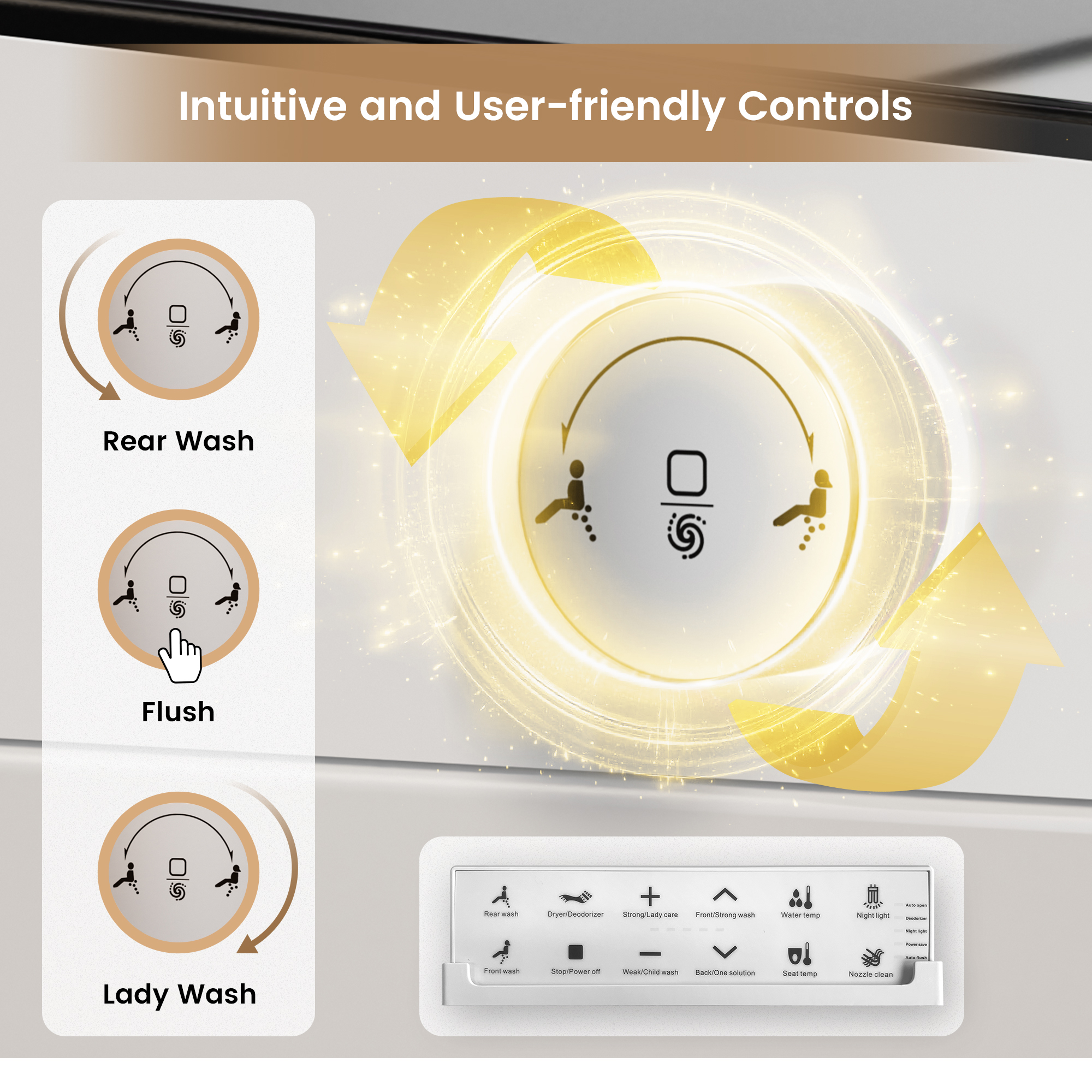 Elongated White Ceramic Tankless Smart Bidet Toilet with Remote Control