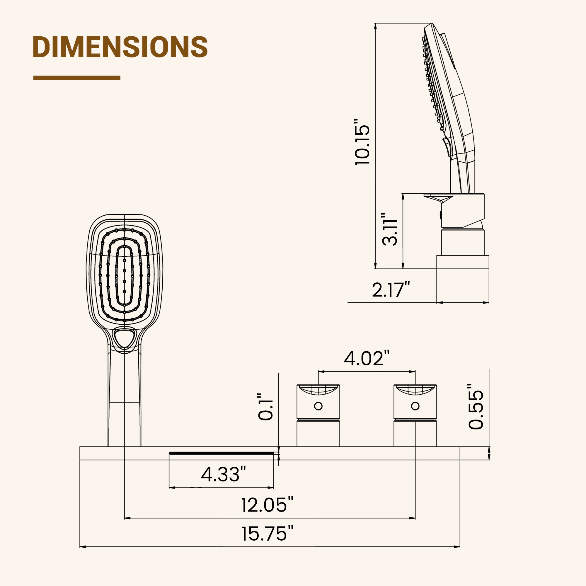 2-Handle Deck-Mounted Bathtub Faucet with 2 Spray Modes Hand Shower