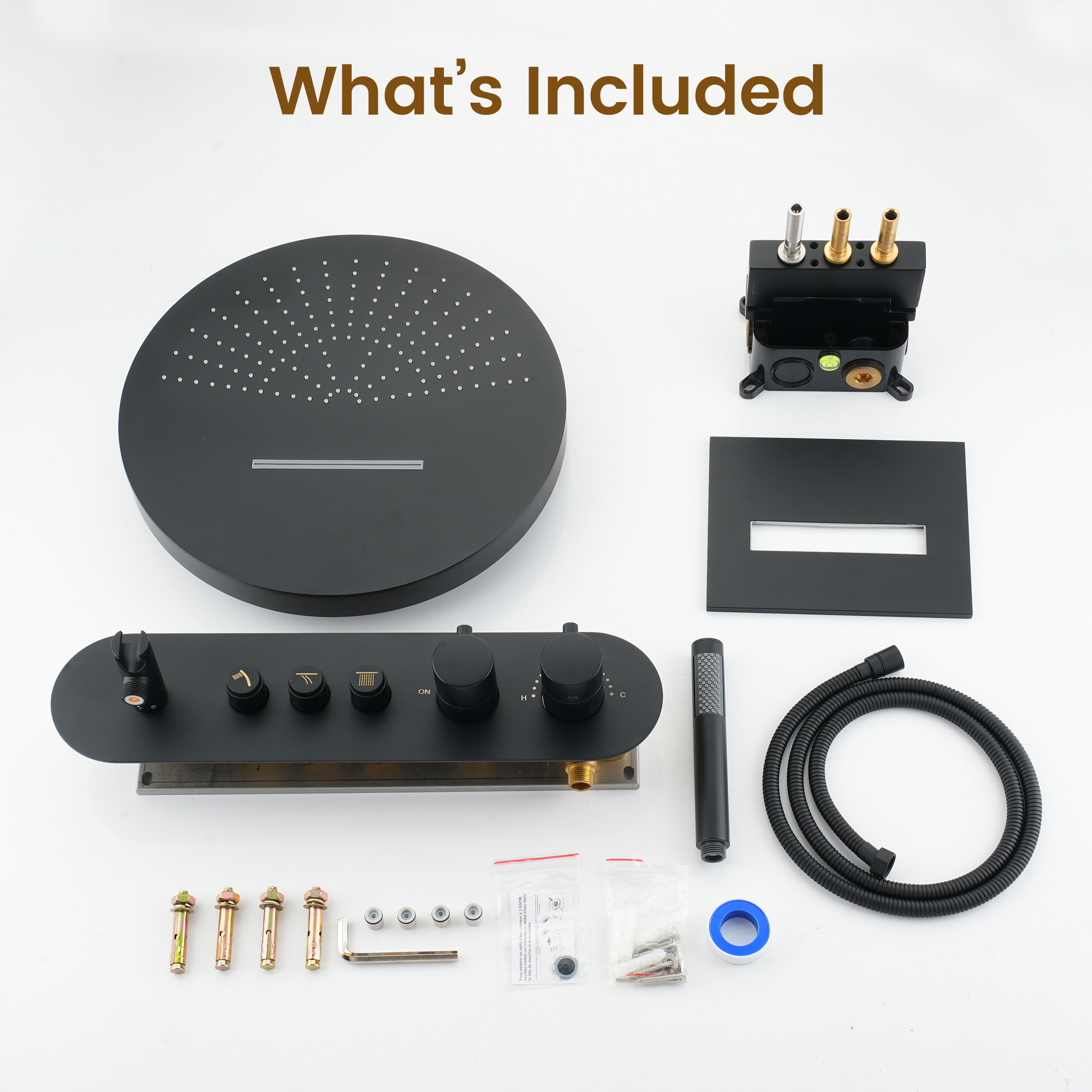 16-inch Wall-Mounted Thermostatic Shower System with Hand Shower