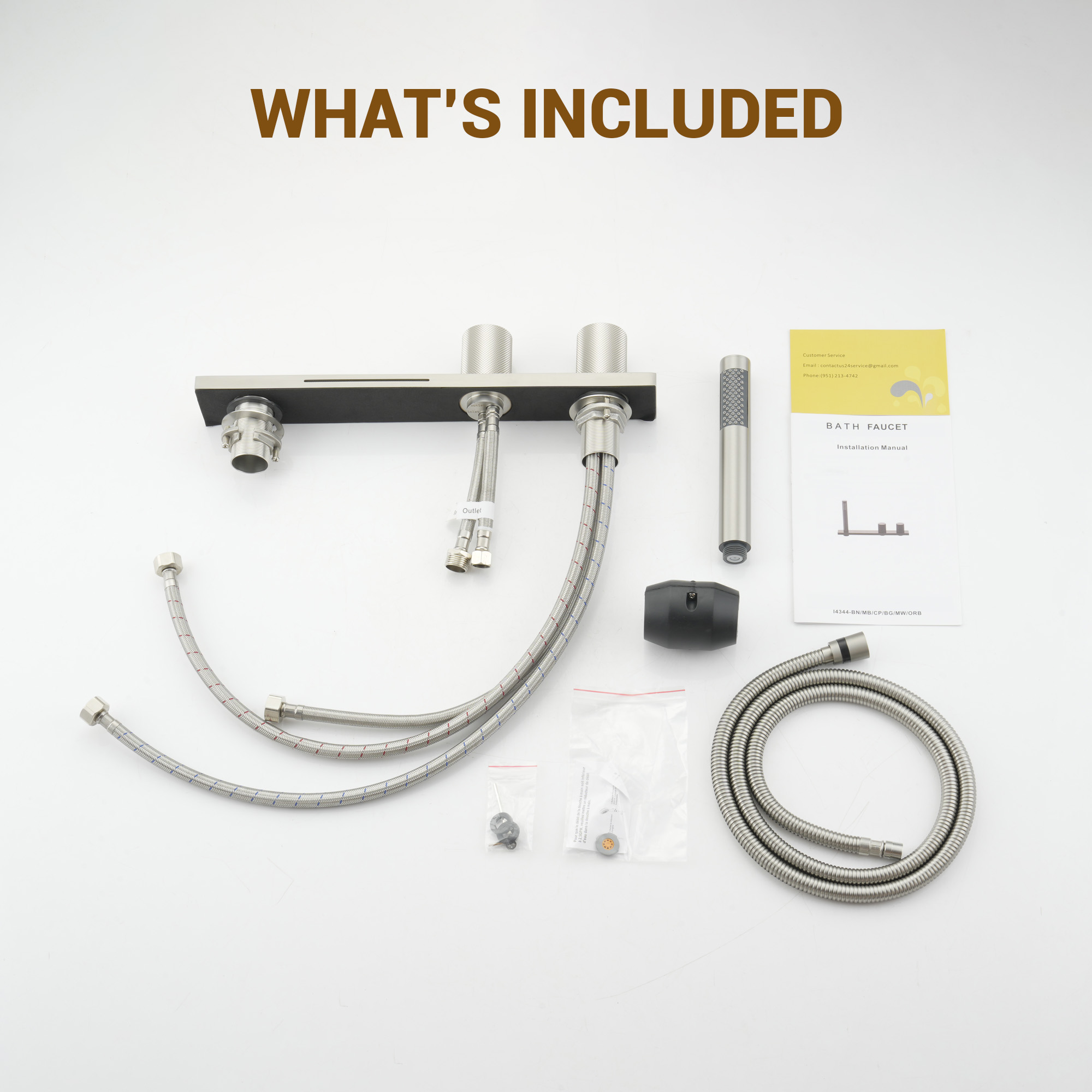 2-Handle Waterfall Roman Tub Faucet with Handheld Shower