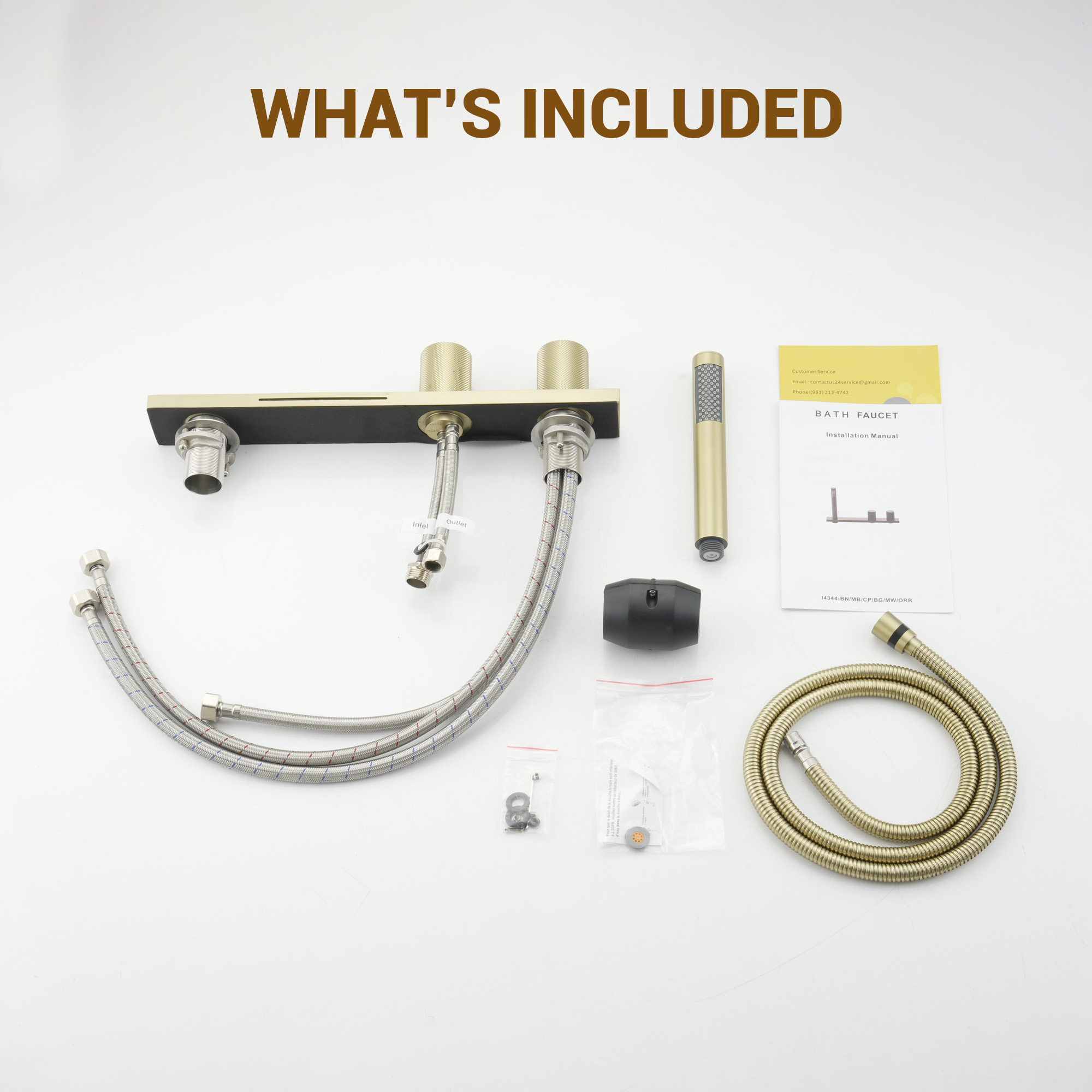 2-Handle Waterfall Roman Tub Faucet with Handheld Shower