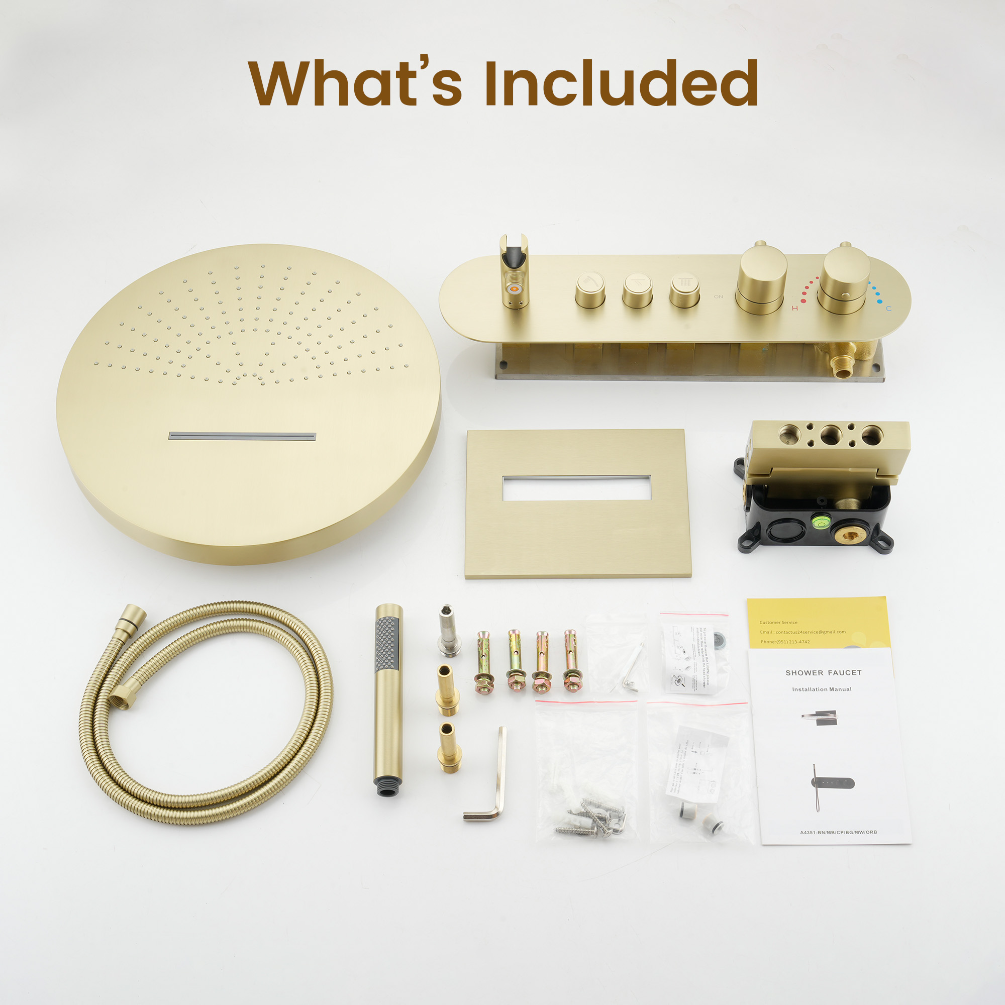 16-inch Wall-Mounted Thermostatic Shower System with Hand Shower