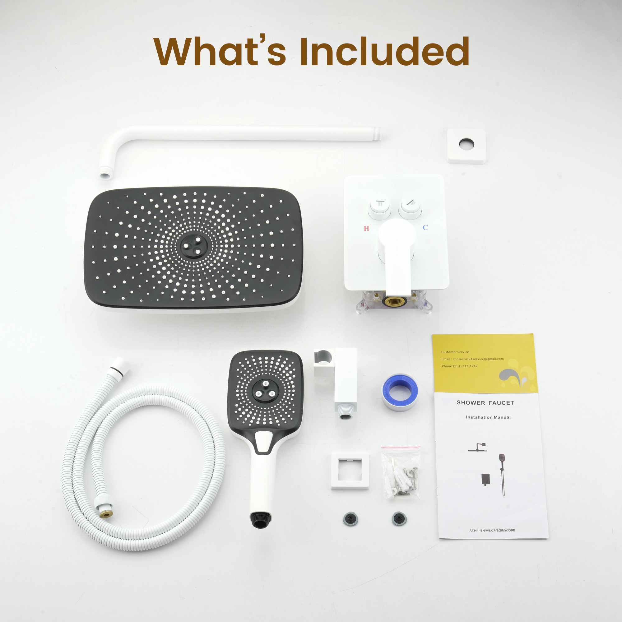 12" x 8" Wall-Mounted Dual-Function Shower System with Hand Shower