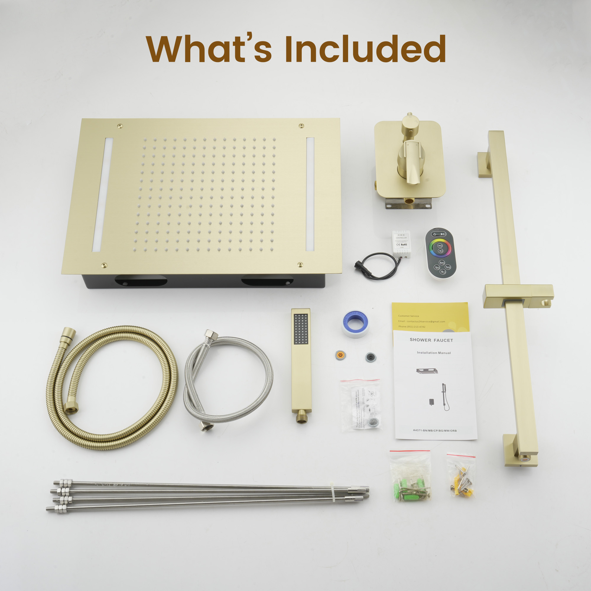 20*14 inch Ceiling-Mounted Luxury Shower System with LED Lights