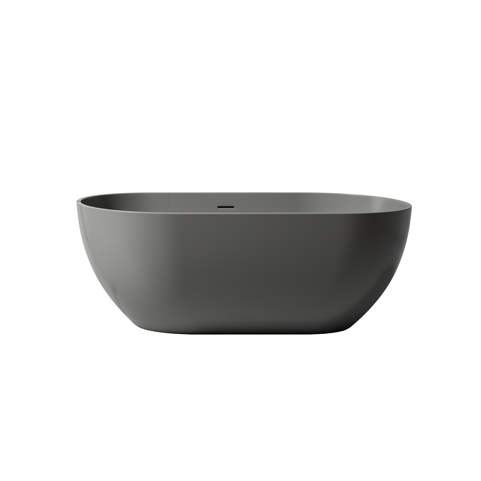 59" Dark Grey Solid Surface Freestanding Bathtub with Modern Industrial Elegance