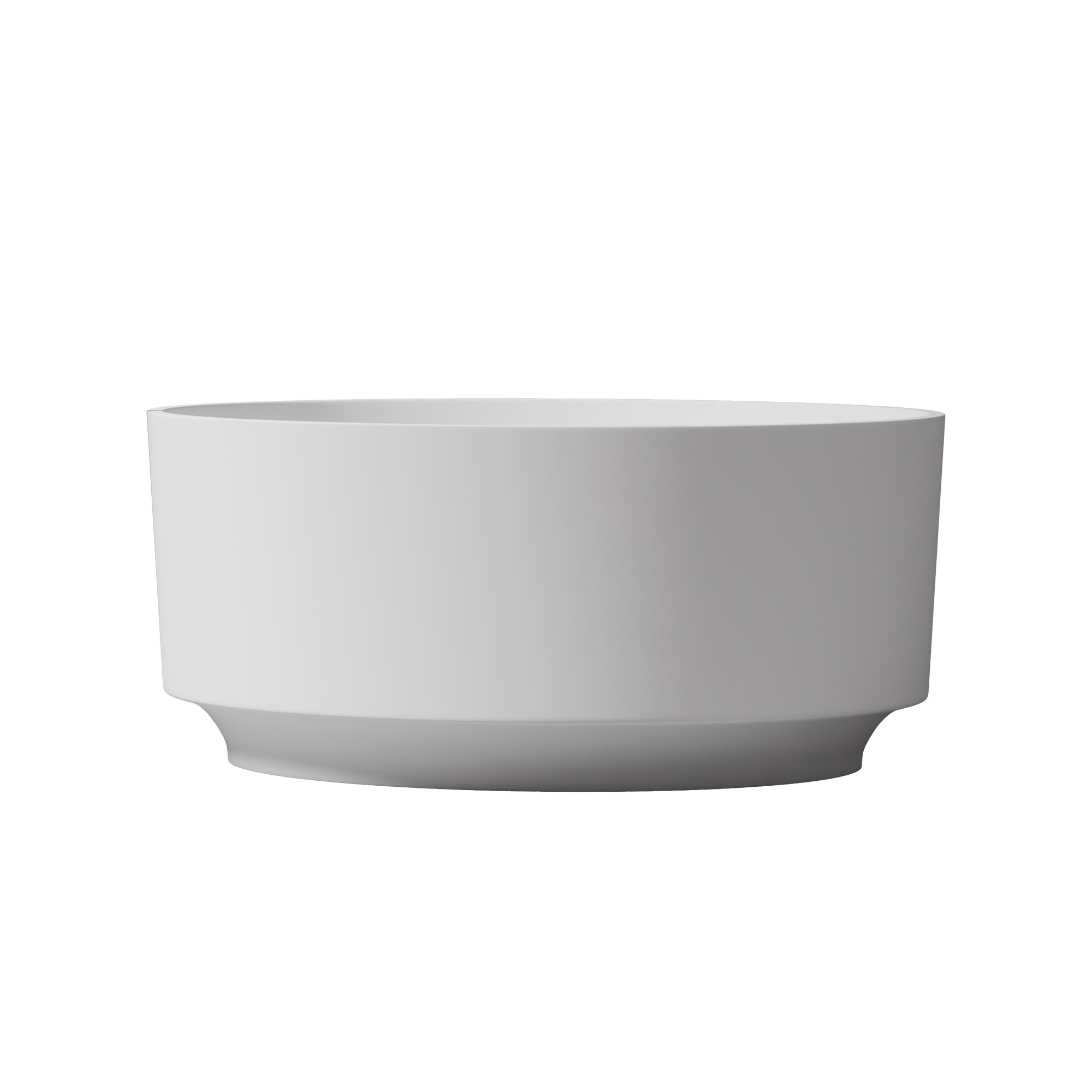 49" Scandinavian Round Solid Surface Freestanding Bathtub, Matte White