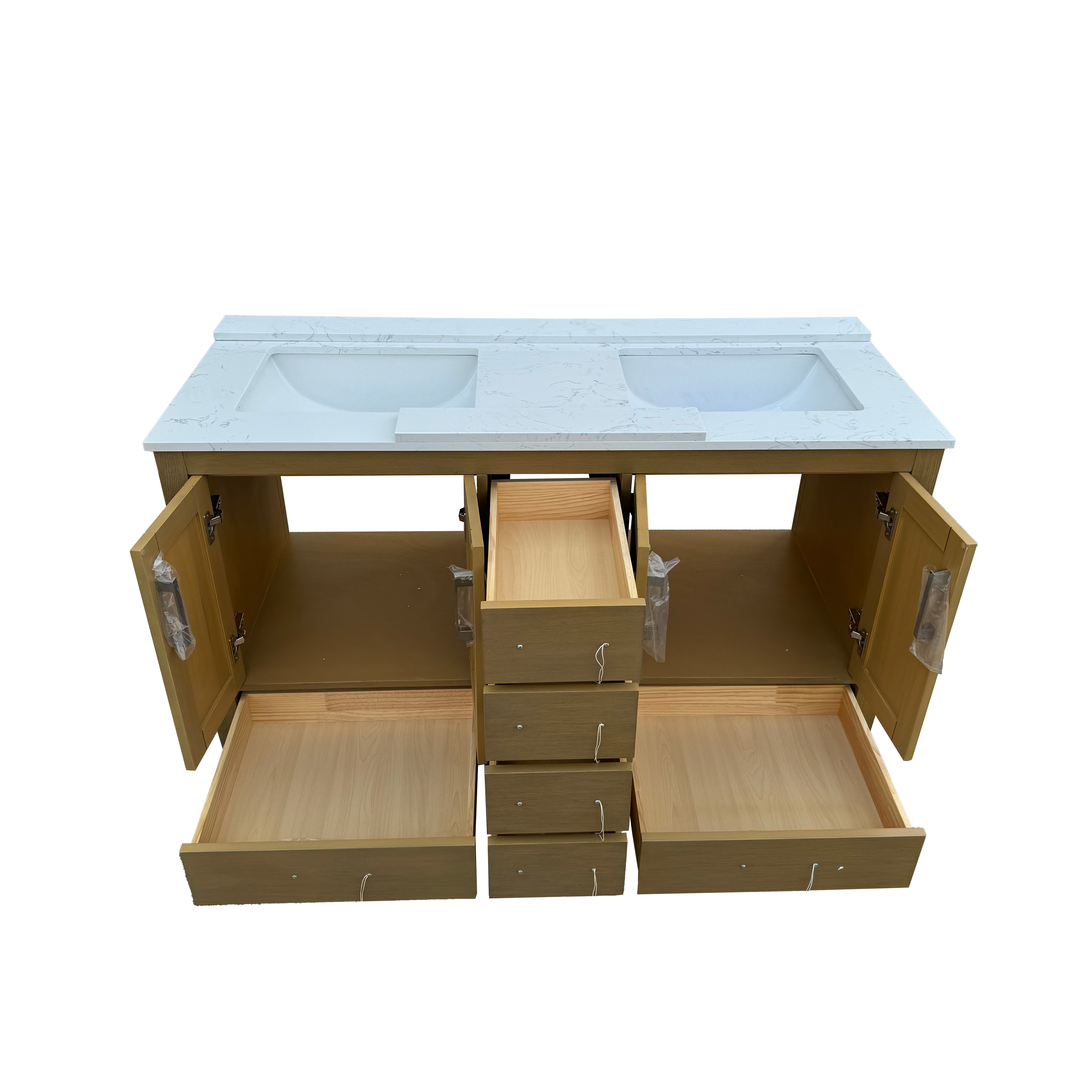 42"/55"/60"/72"/84" Warm Oak Freestanding Bathroom Vanity with Solid Wood Construction