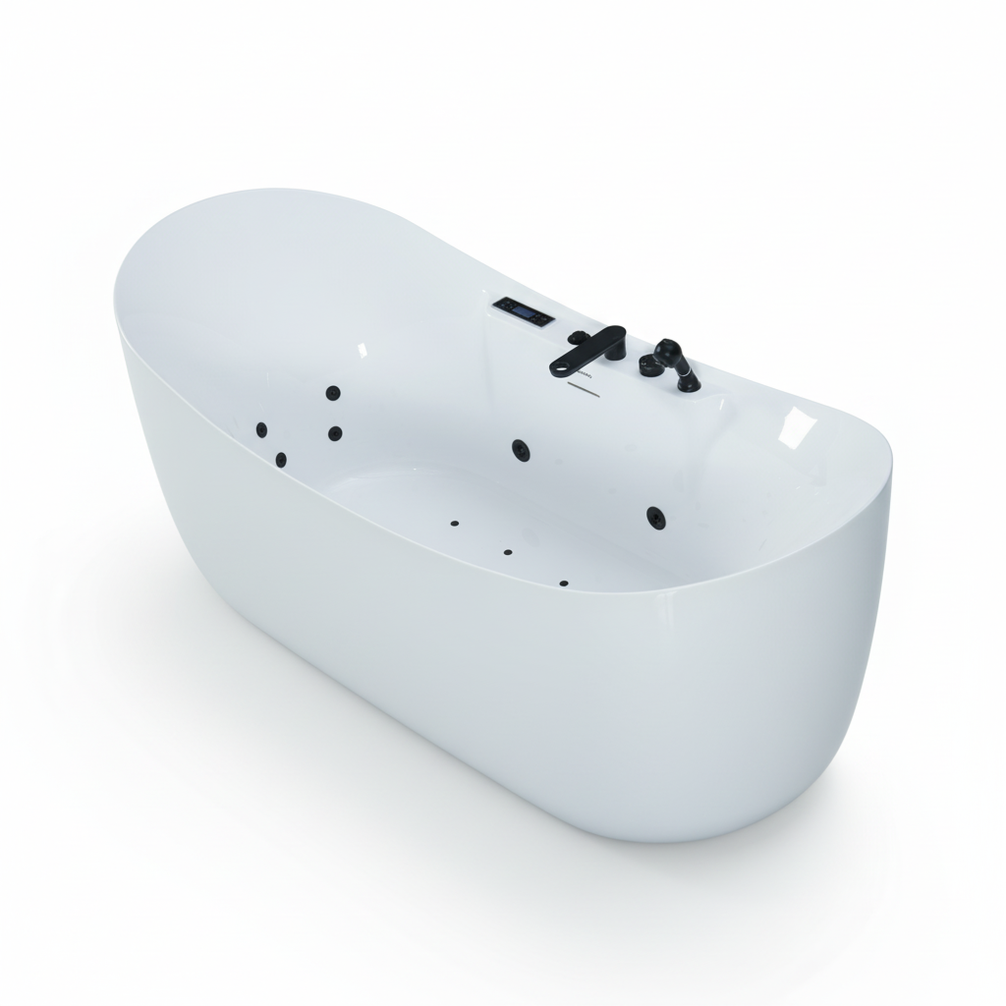 71" Freestanding Oval Acrylic Whirlpool Tub with Air Massage, Chromotherapy Lighting & Constant Temperature Heater