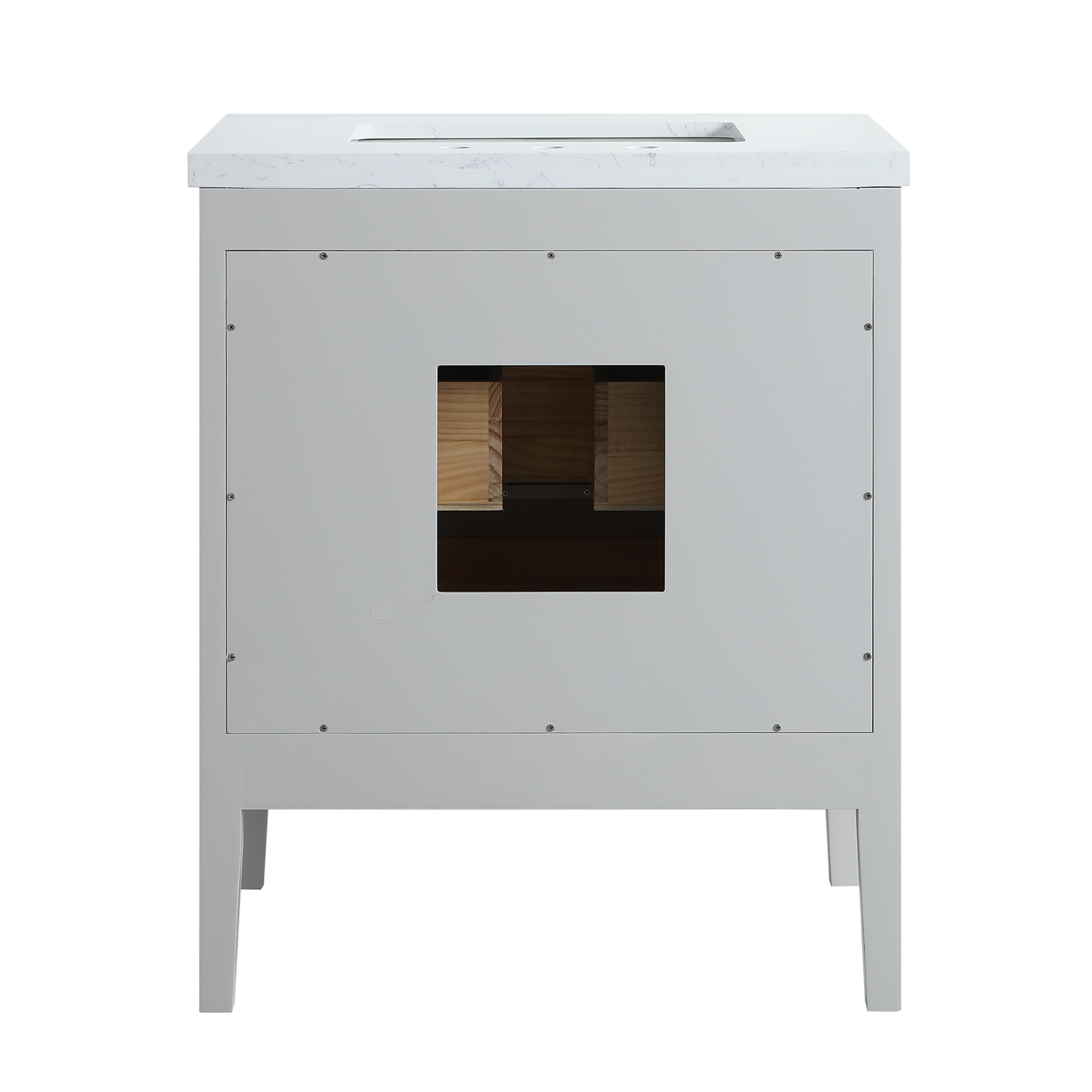 30"/36"/48" Freestanding Single Sink Bathroom Vanity with Solid Wood Construction & Marble Top