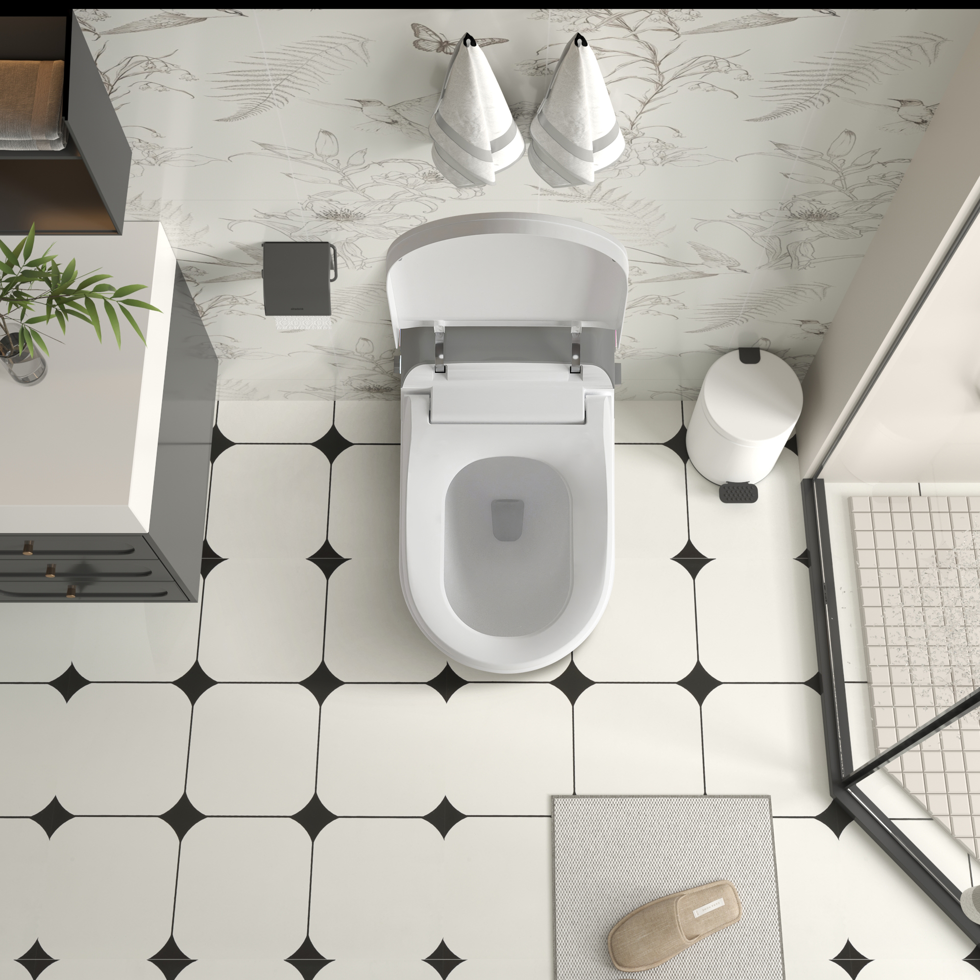Raised Tankless Smart Bidet Toilet with Remote Control & LED Display